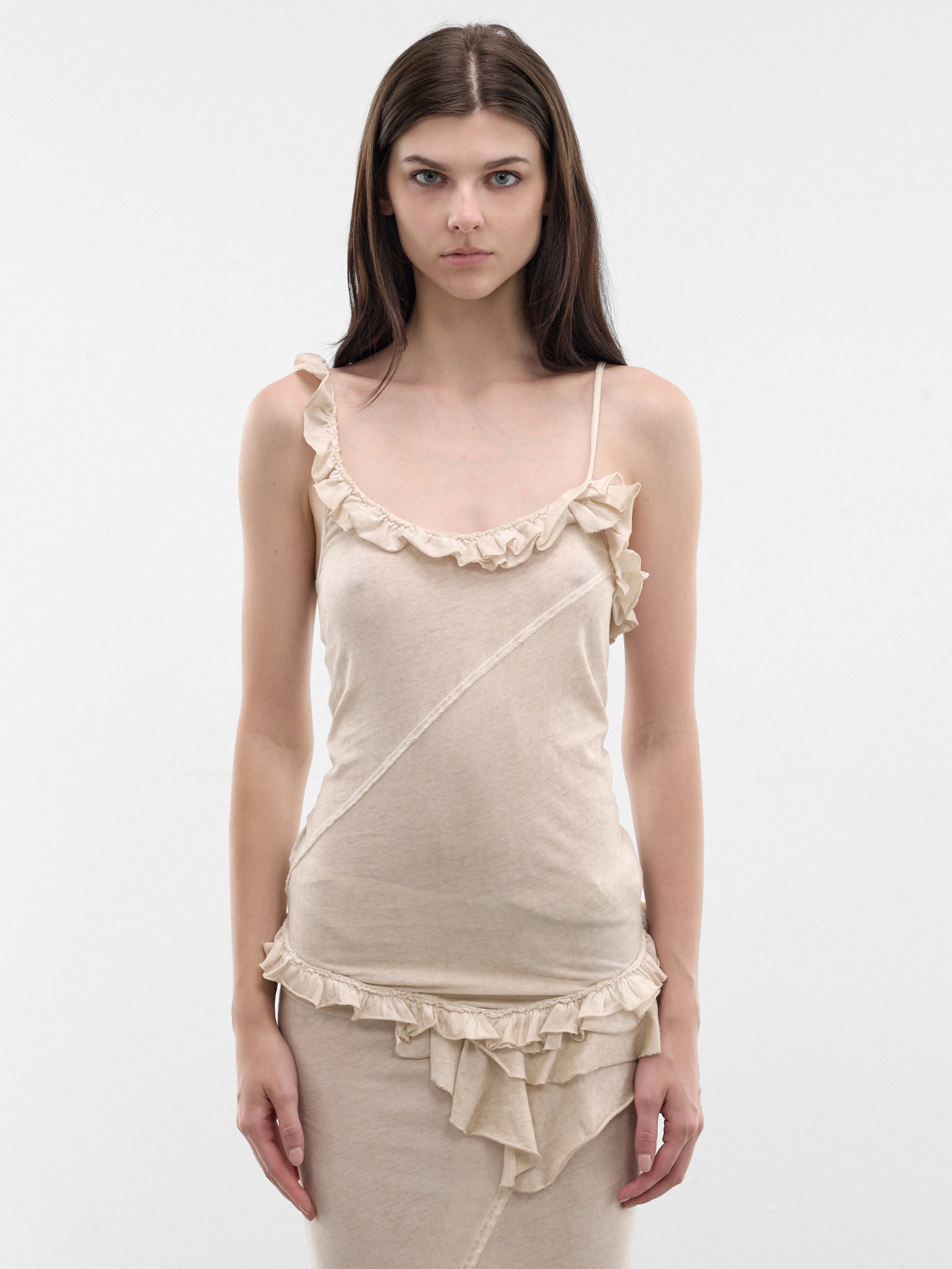 White Ruffle Tank Top (ST05A-1-WHITE-SWAN)