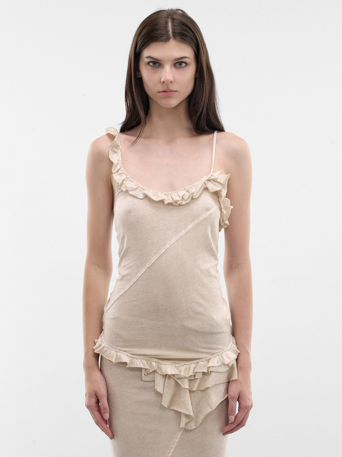 White Ruffle Tank Top (ST05A-1-WHITE-SWAN)