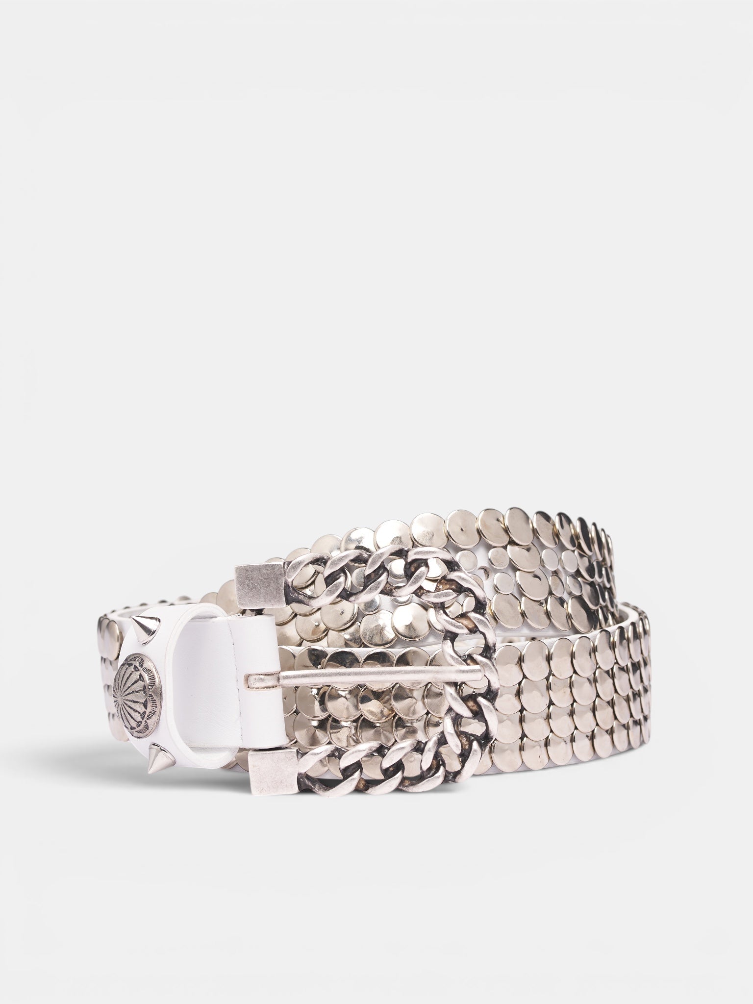 Studded Chain Buckle Belt (STUDDED-BELT-CHAIN-BUCKLE-WHIT)