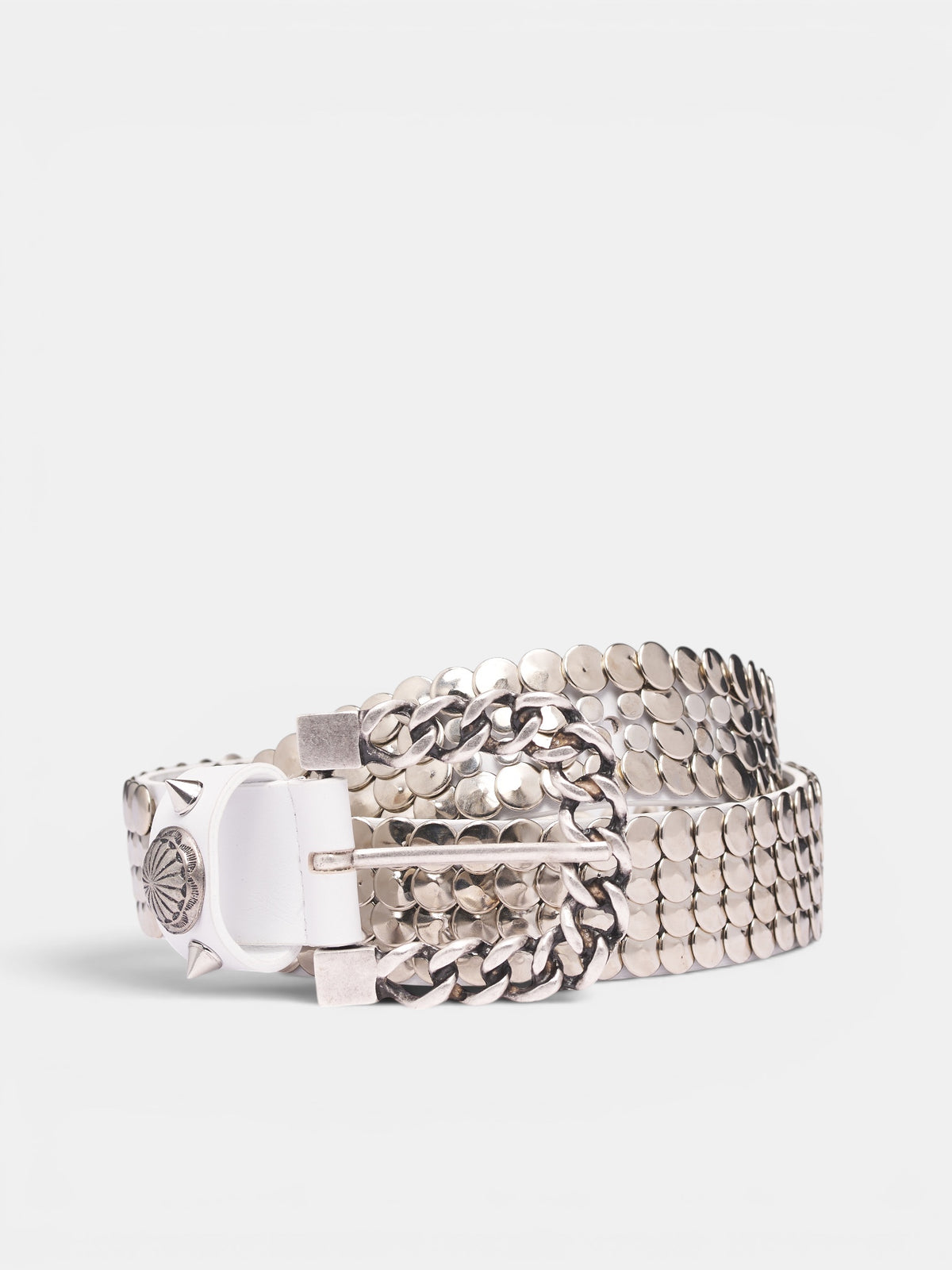 Studded Chain Buckle Belt (STUDDED-BELT-CHAIN-BUCKLE-WHIT)