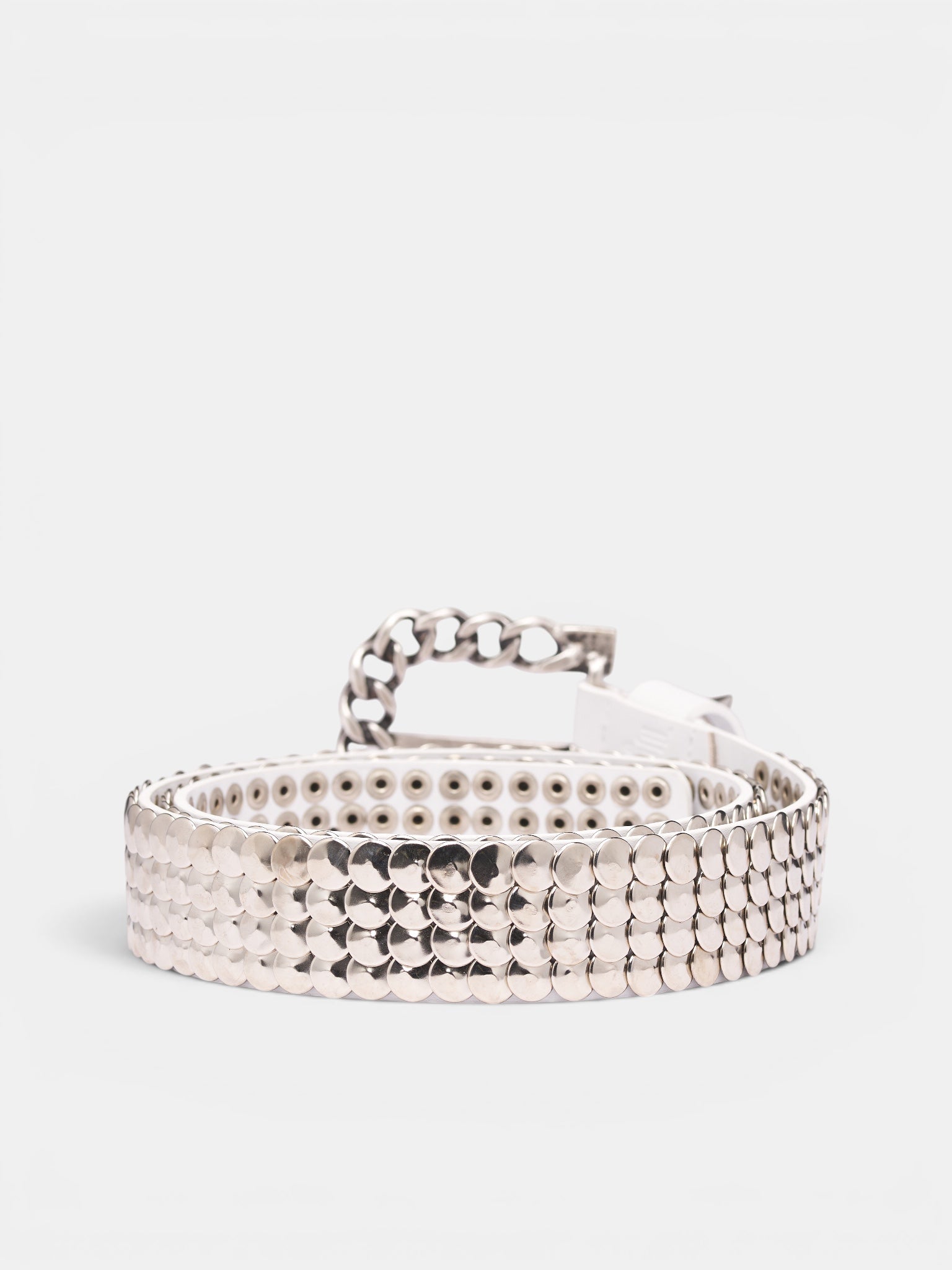 Studded Chain Buckle Belt (STUDDED-BELT-CHAIN-BUCKLE-WHIT)