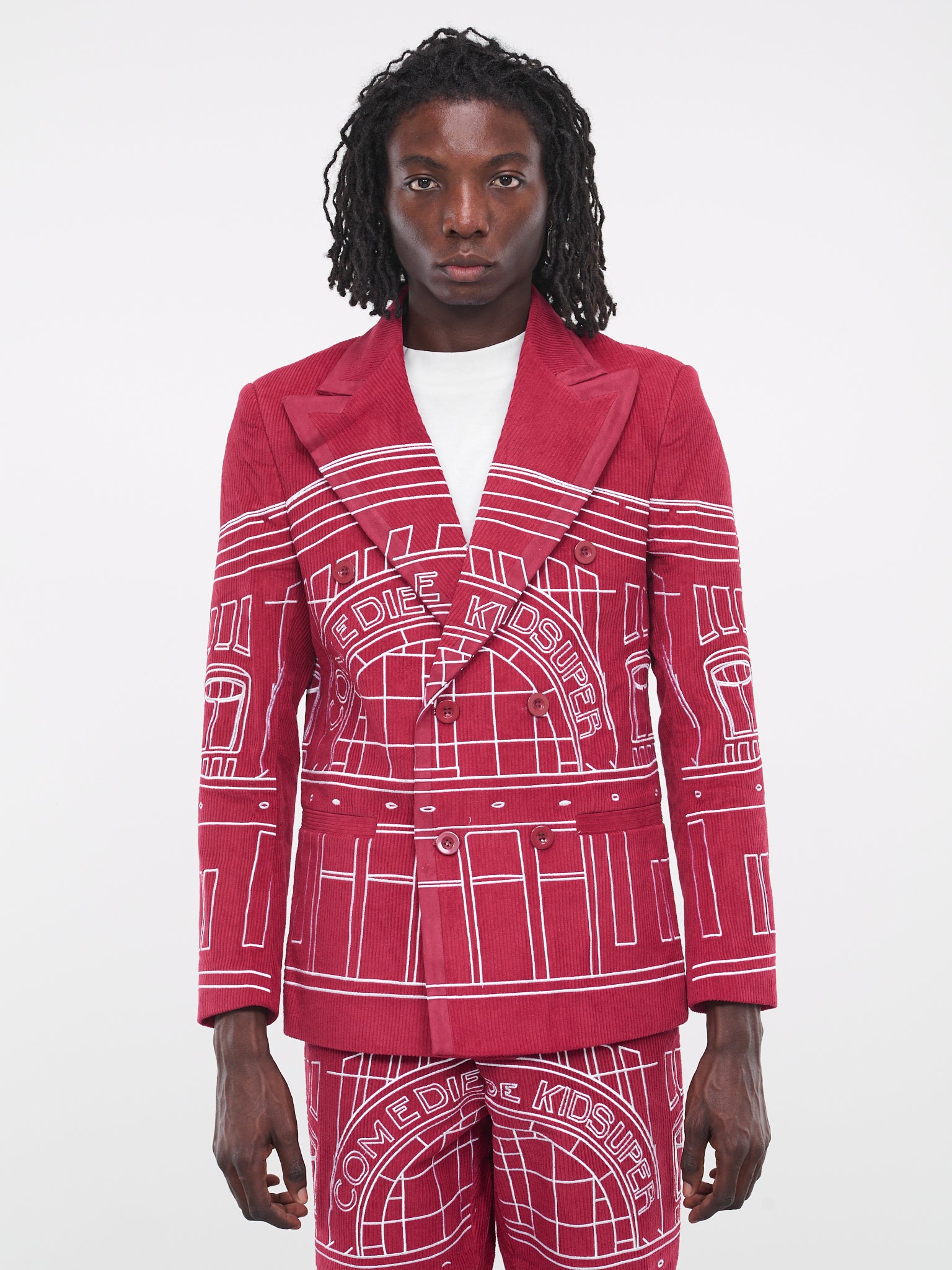 Comedie de KidSuper Suit Jacket (SUT-7-BURGUNDY)