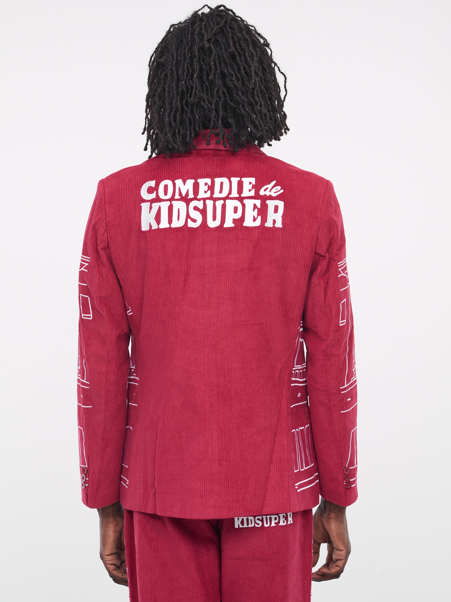 Comedie de KidSuper Suit Jacket (SUT-7-BURGUNDY)