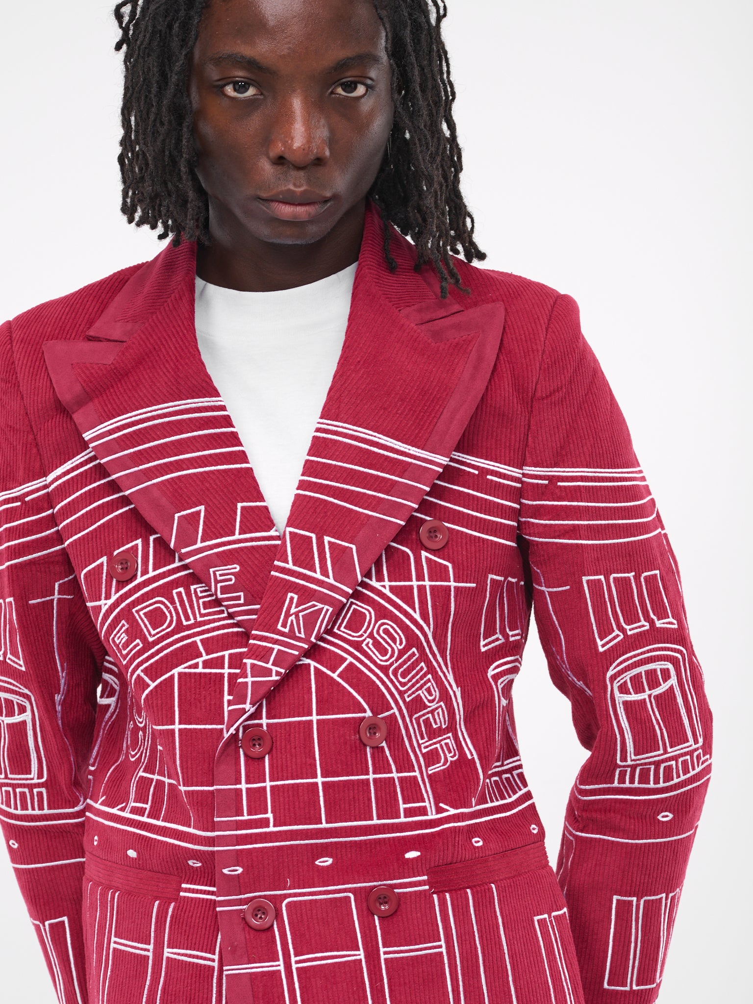 Comedie de KidSuper Suit Jacket (SUT-7-BURGUNDY)