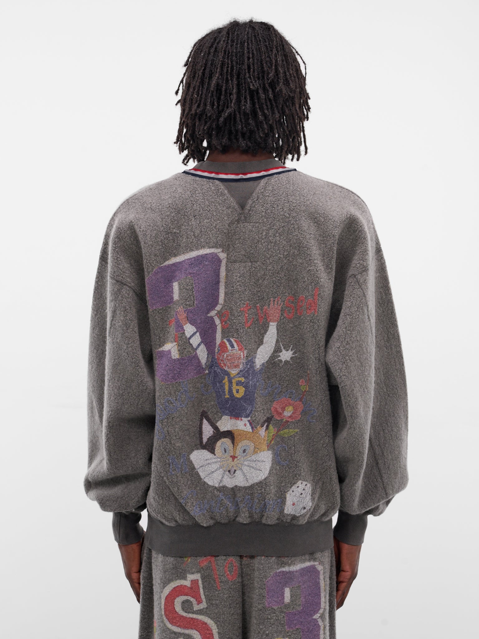 Black Graffiti Print Wool Sweatshirt (SW-SV-NGA-1007-BLACK)