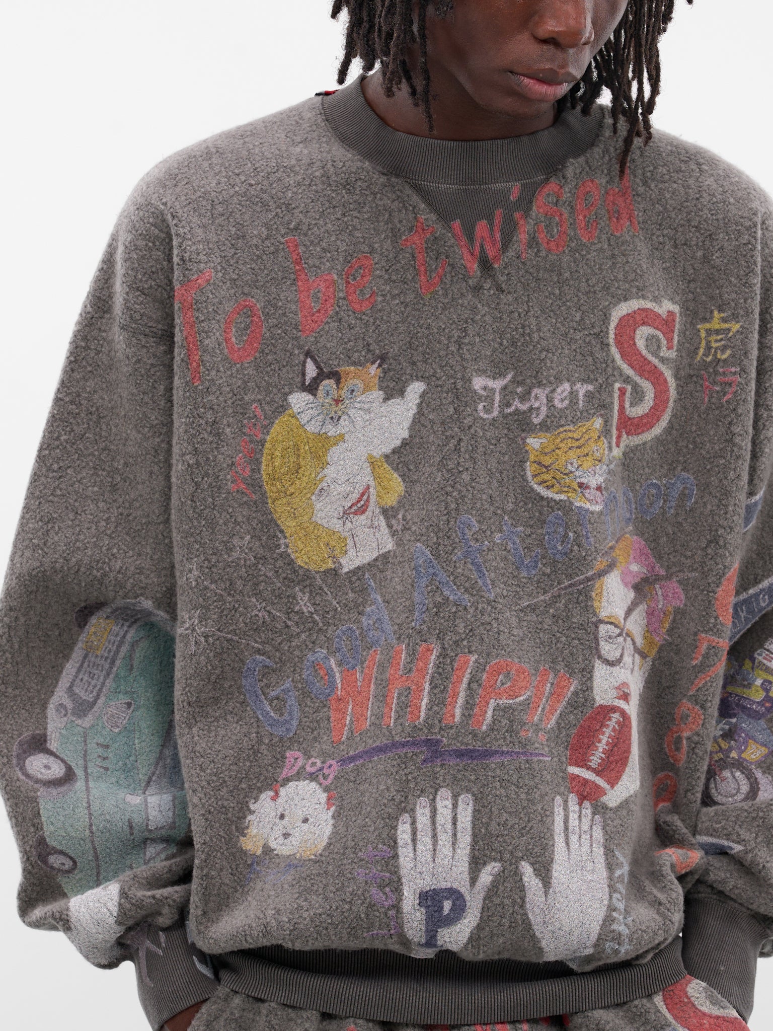 Black Graffiti Print Wool Sweatshirt (SW-SV-NGA-1007-BLACK)