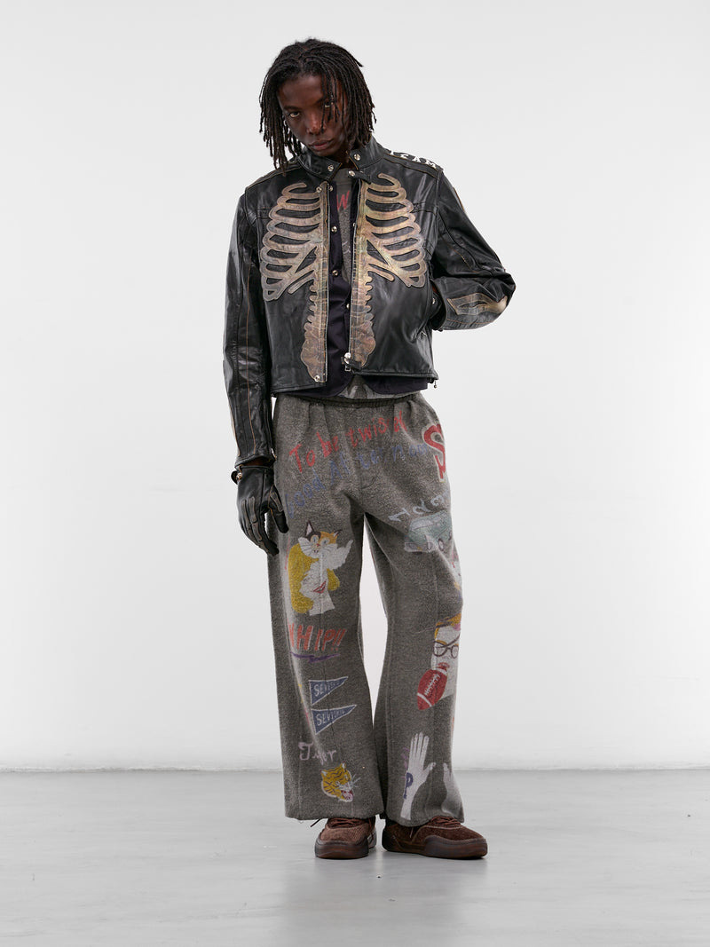 Black Graffiti Print Wool Sweatpants (PT-SV-NGA-1012-BLACK)