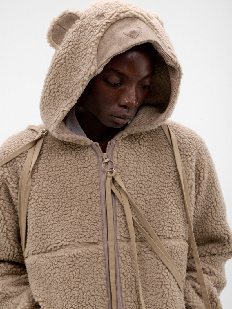 Wool Boa Pajama Zip-Up Jacket (SW-SV-NRA-1004 -BROWN)