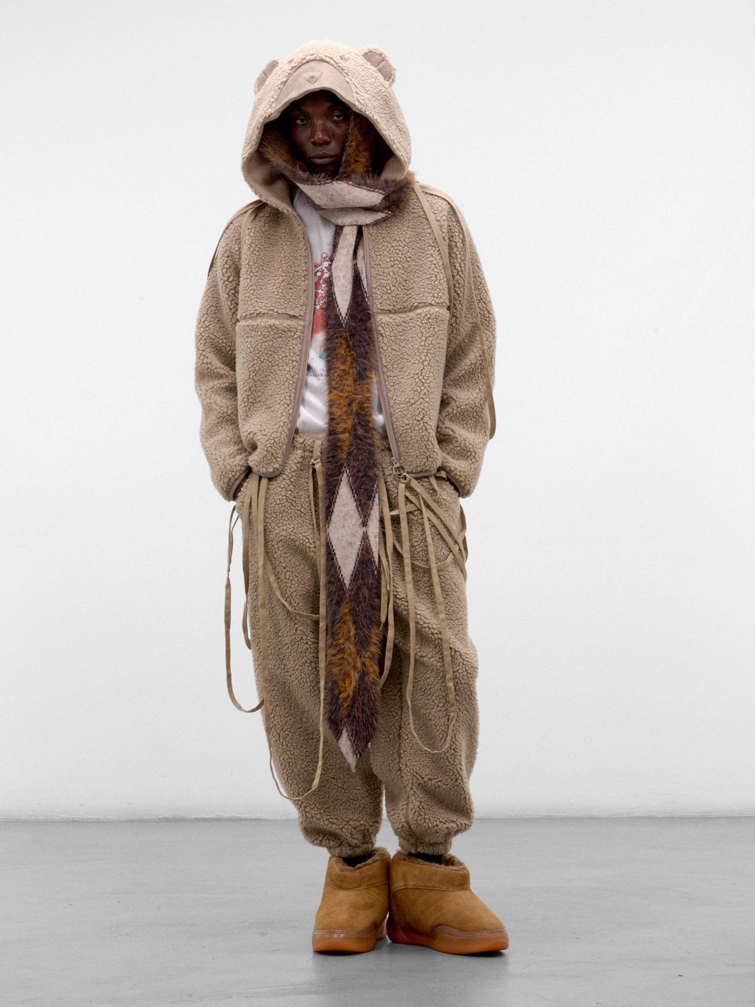 Wool Boa Pajama Zip-Up Jacket (SW-SV-NRA-1004 -BROWN)