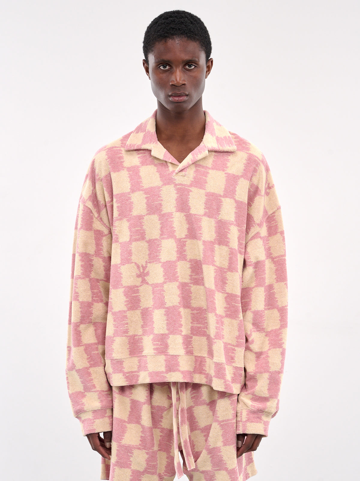 Checkerboard Polo Sweater (SW006001-BEIGE-PINK)