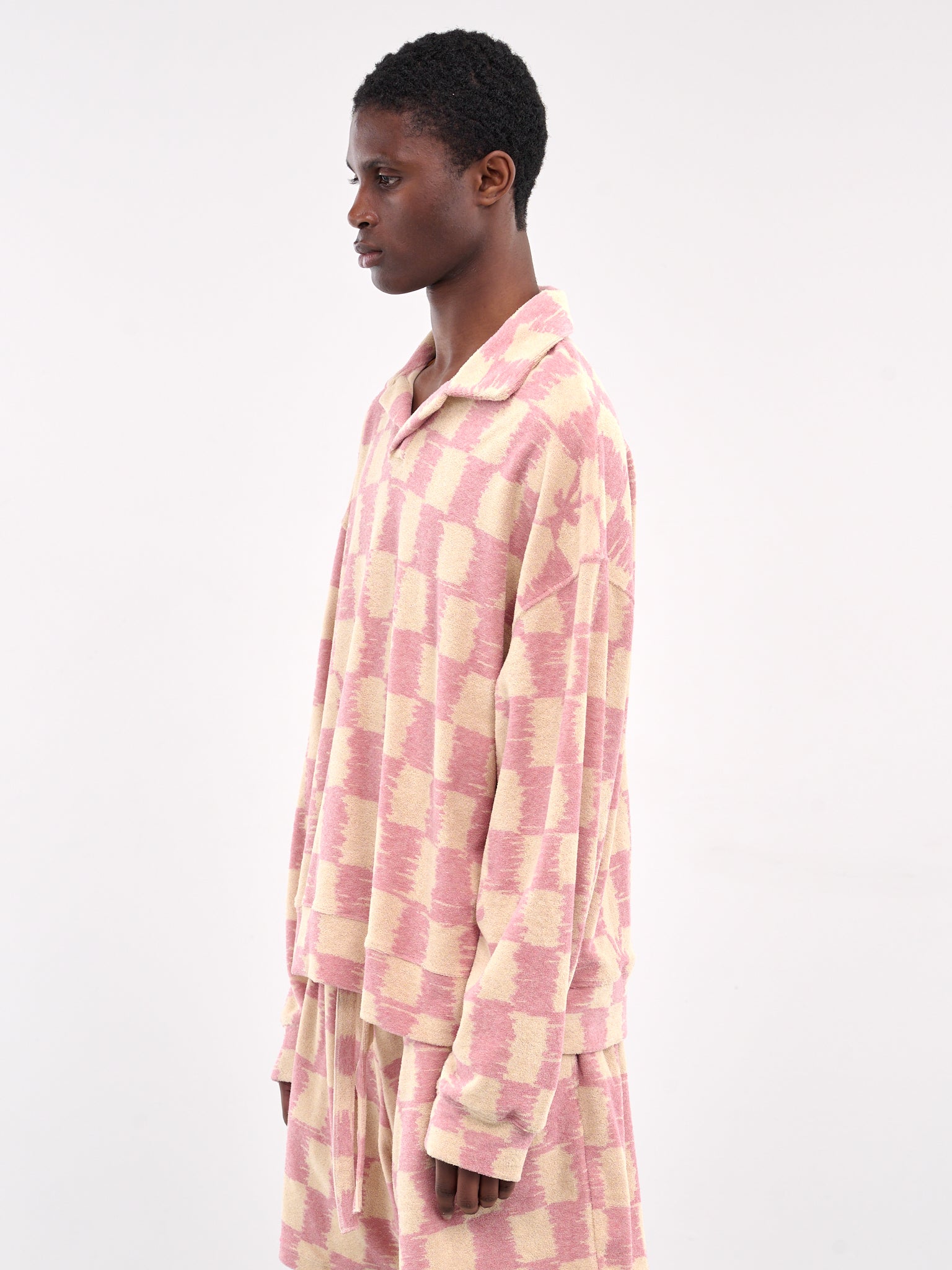 Checkerboard Polo Sweater (SW006001-BEIGE-PINK)
