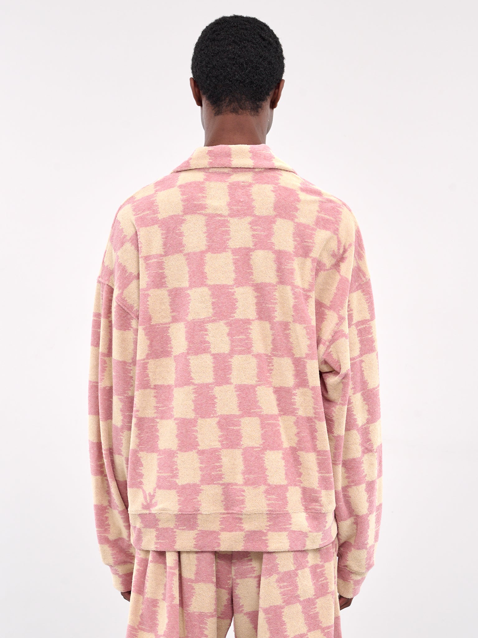 Checkerboard Polo Sweater (SW006001-BEIGE-PINK)