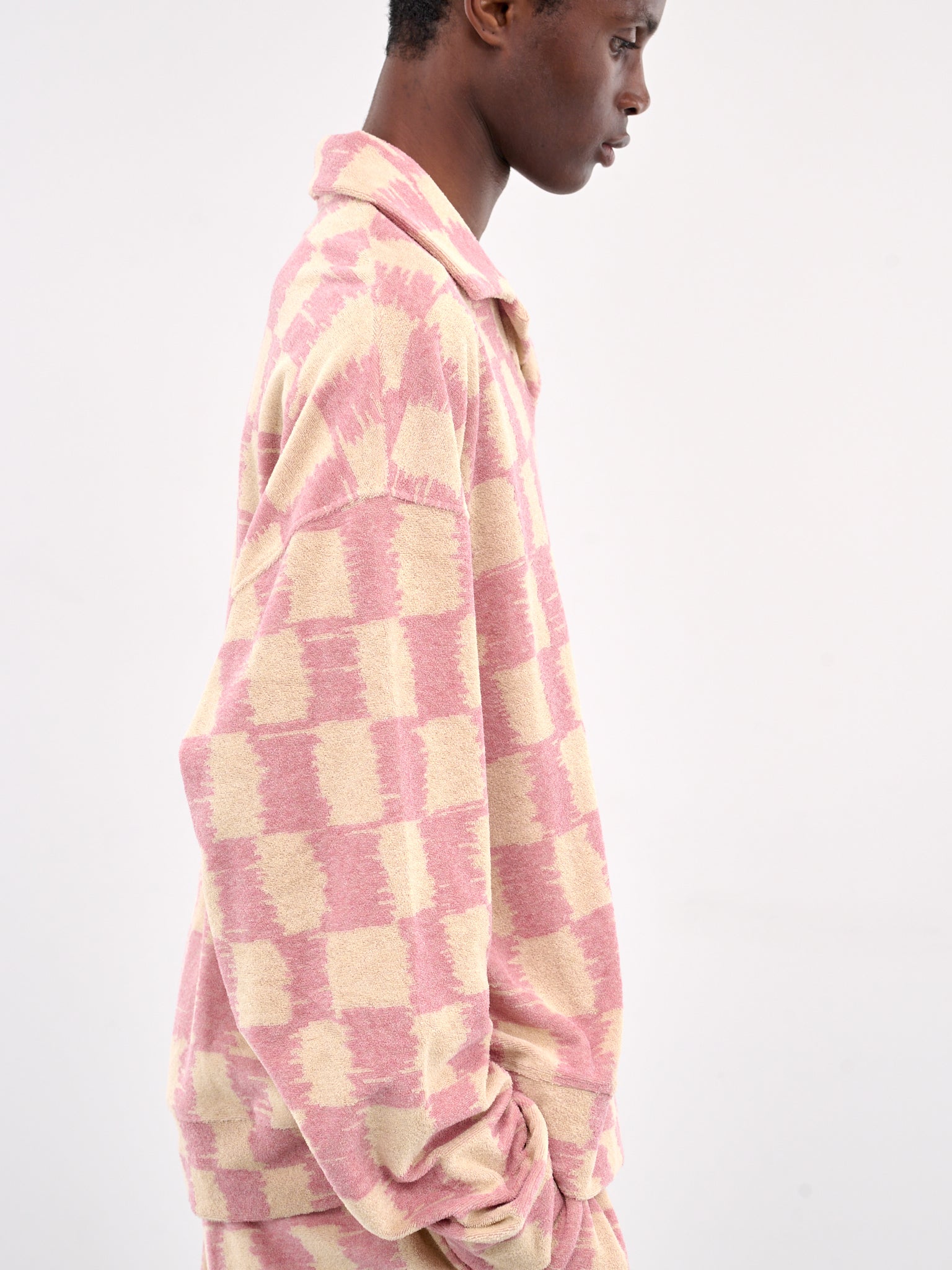 Checkerboard Polo Sweater (SW006001-BEIGE-PINK)