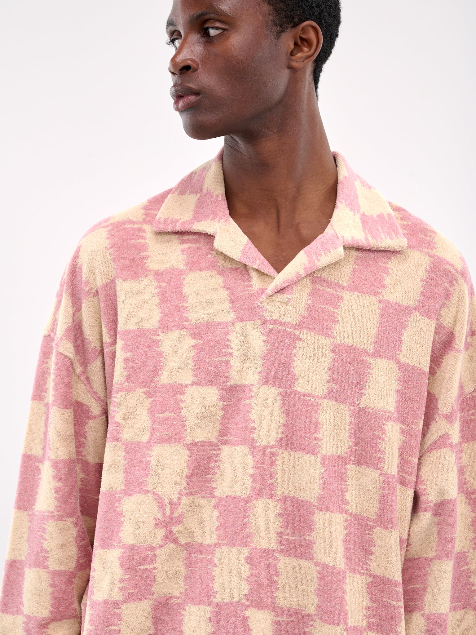 Checkerboard Polo Sweater (SW006001-BEIGE-PINK)