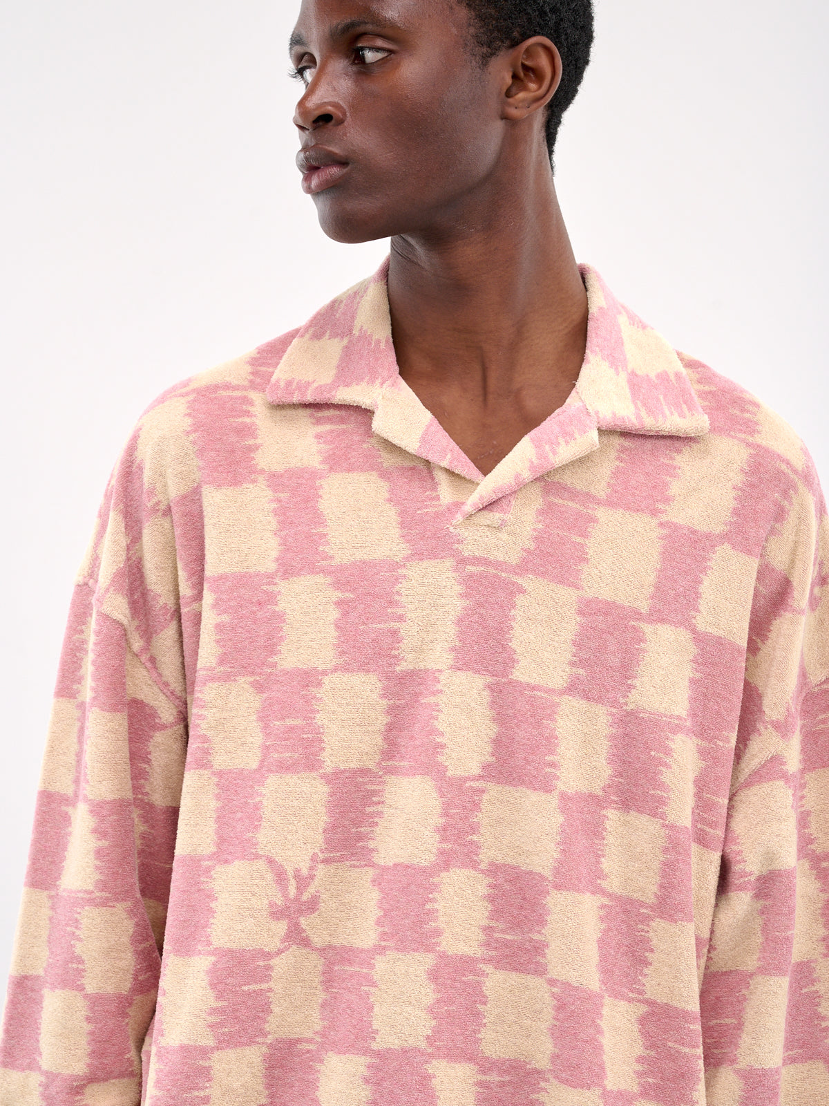 Checkerboard Polo Sweater (SW006001-BEIGE-PINK)