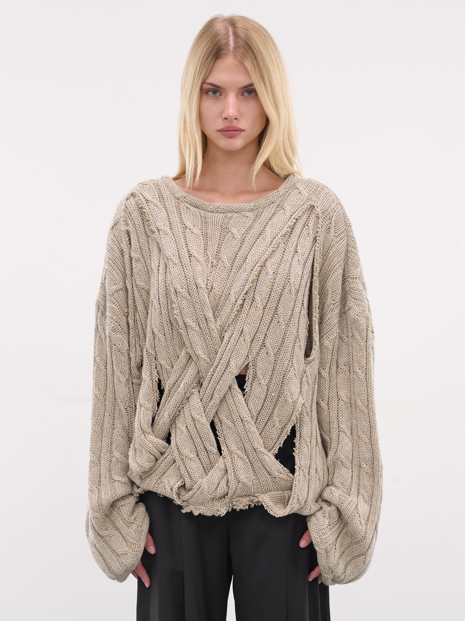 Beige Frederico Interwoven Knit Sweater (SW01ST-FREDERICO-STONE)
