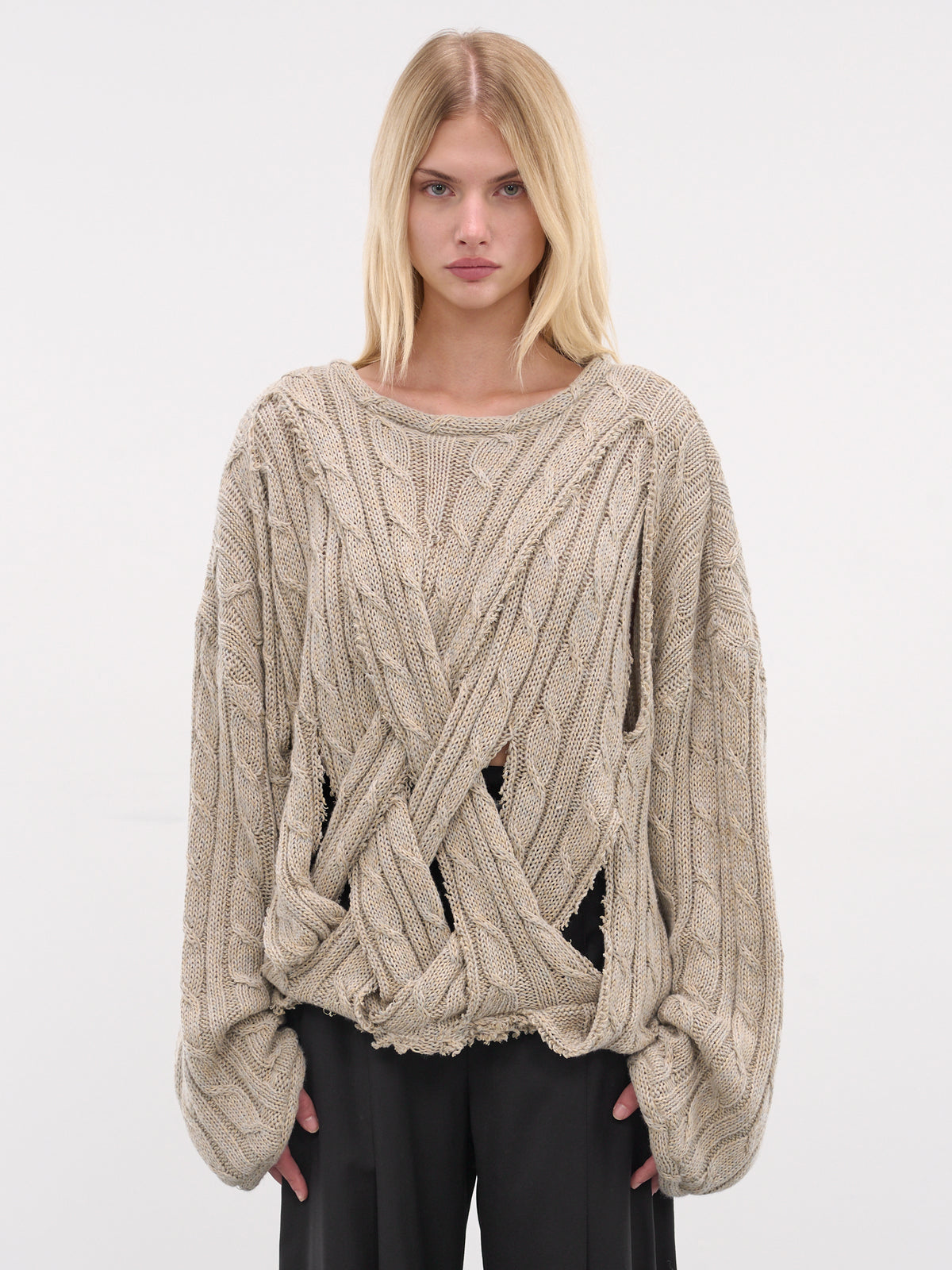 Beige Frederico Interwoven Knit Sweater (SW01ST-FREDERICO-STONE)
