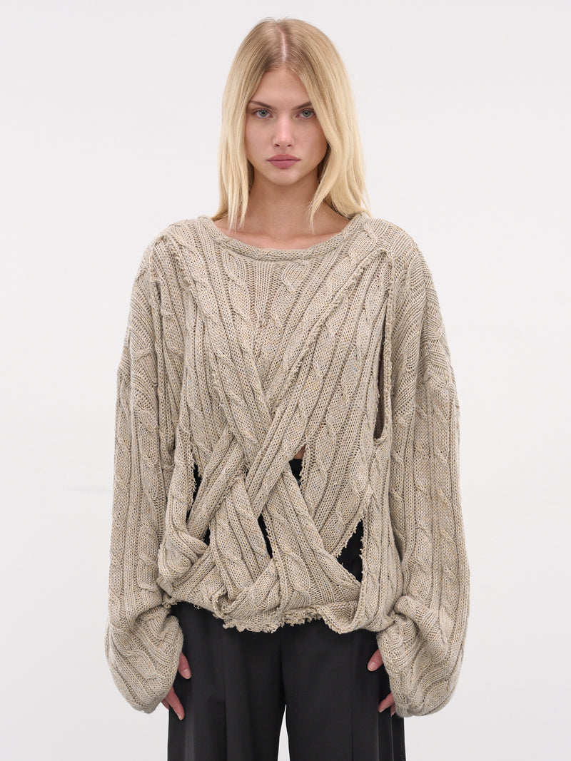 Beige Frederico Interwoven Knit Sweater (SW01ST-FREDERICO-STONE)