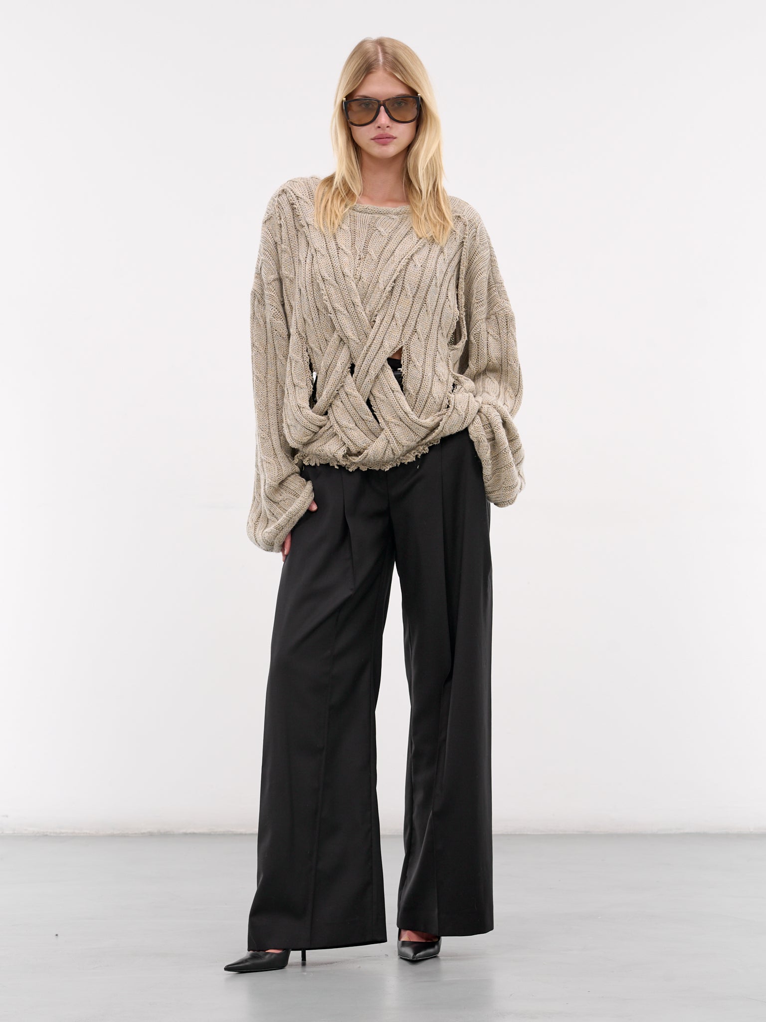 Beige Frederico Interwoven Knit Sweater (SW01ST-FREDERICO-STONE)