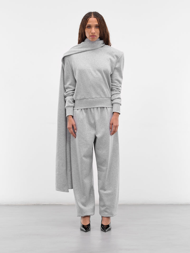 Gray Cotton Draped Scarf Sweatshirt (SWEATSHIRT-01-GREY)