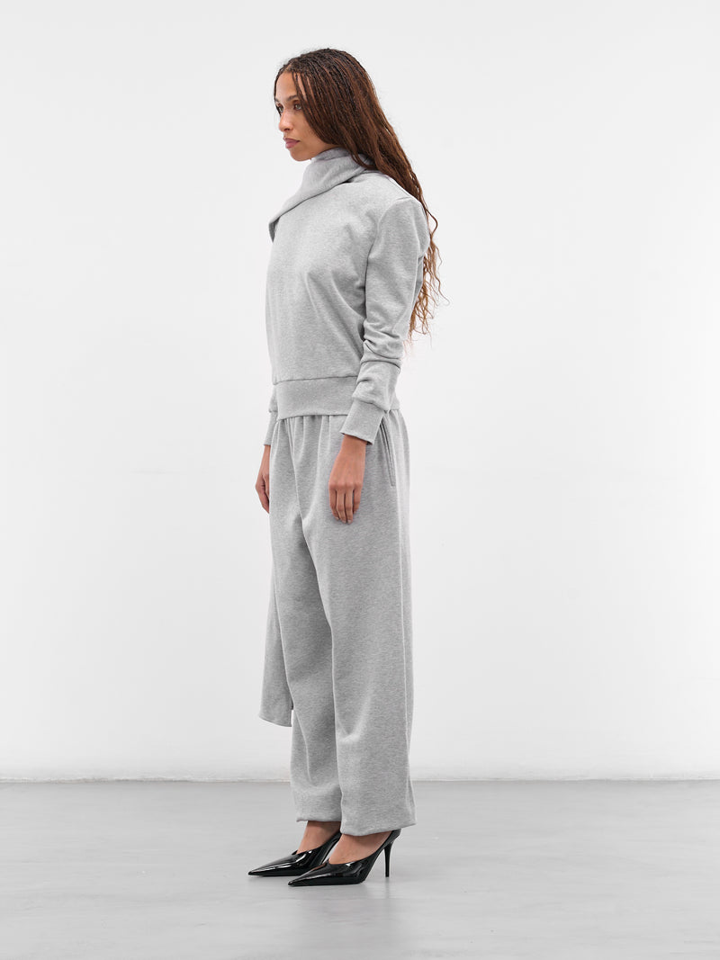 Gray Cotton Draped Scarf Sweatshirt (SWEATSHIRT-01-GREY)