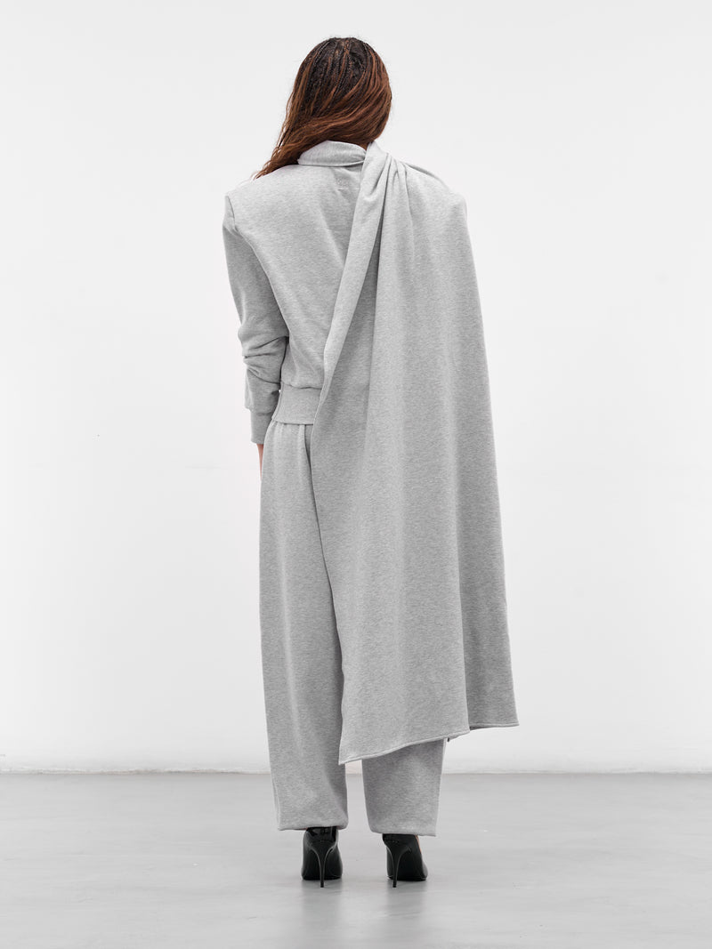 Gray Cotton Draped Scarf Sweatshirt (SWEATSHIRT-01-GREY)