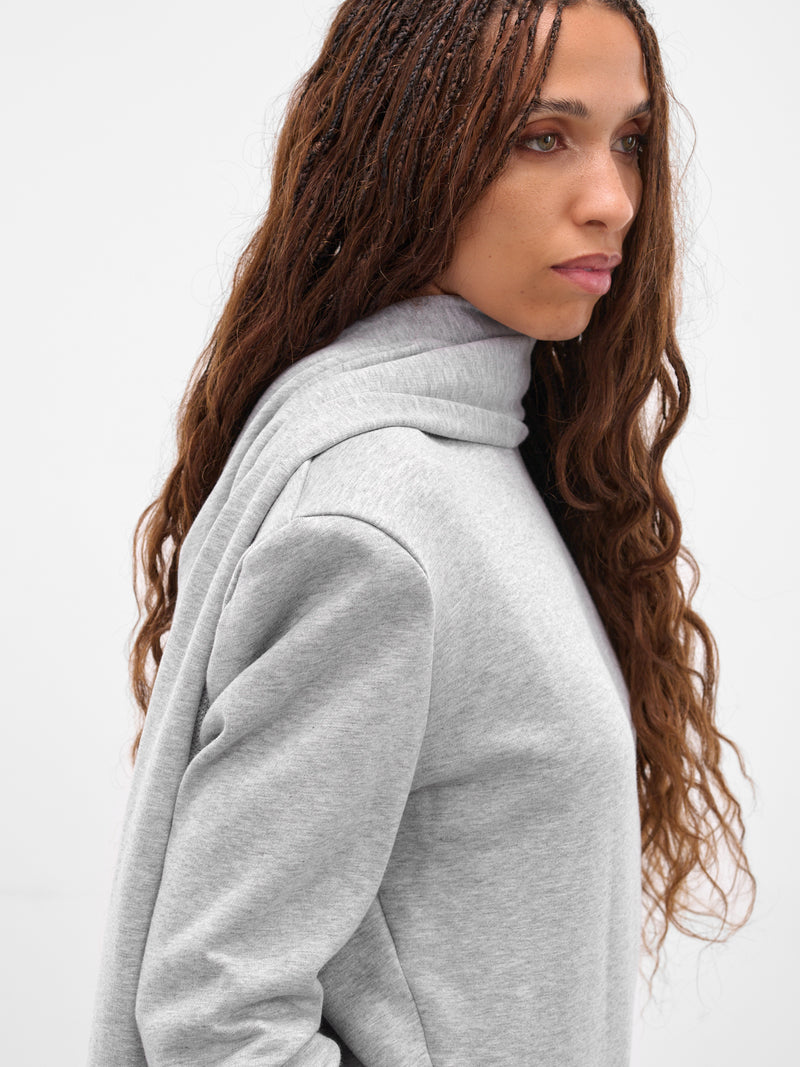Gray Cotton Draped Scarf Sweatshirt (SWEATSHIRT-01-GREY)