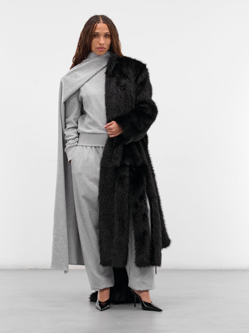 Gray Cotton Draped Scarf Sweatshirt (SWEATSHIRT-01-GREY)