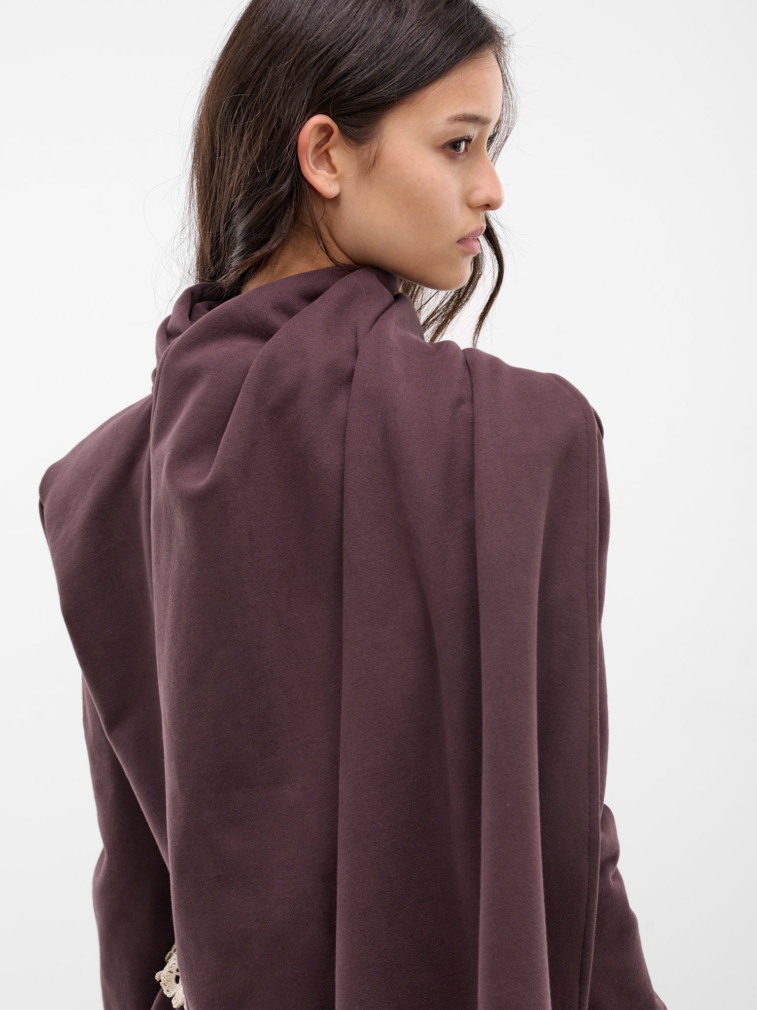Brown Shoulder Pad Scarf Sweatshirt (SWEATSHIRT02-BROWN)