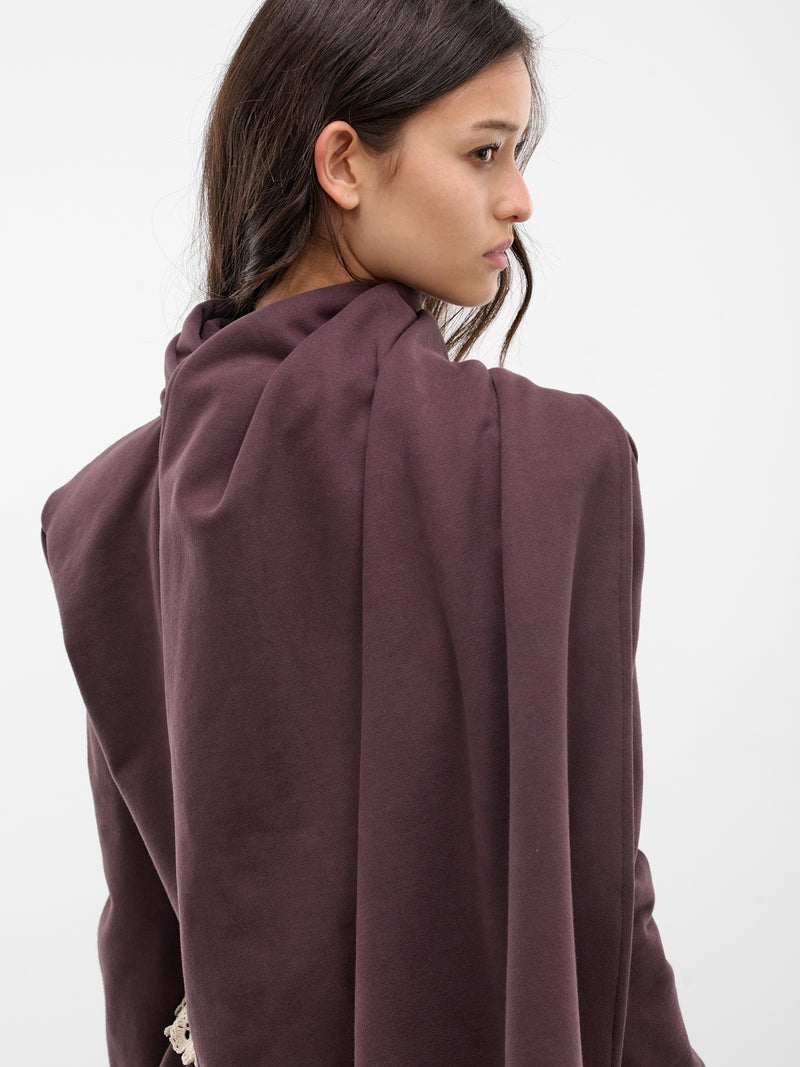 Brown Shoulder Pad Scarf Sweatshirt (SWEATSHIRT02-BROWN)