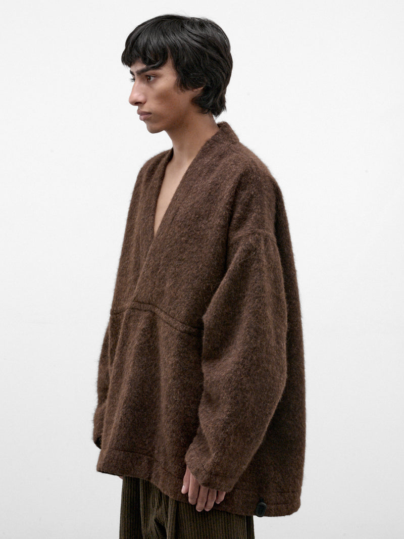 Brown Alpaca-Wool Shawl Sweater (SWEAT#70-BROWN-ALPACA)
