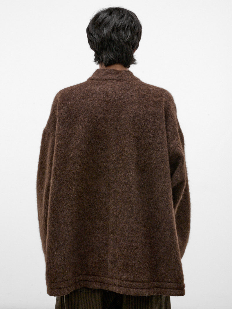 Brown Alpaca-Wool Shawl Sweater (SWEAT#70-BROWN-ALPACA)