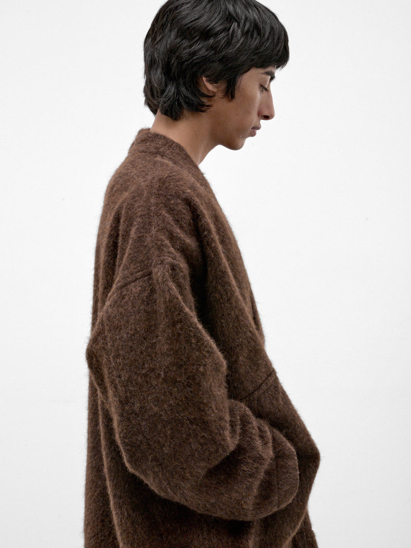 Brown Alpaca-Wool Shawl Sweater (SWEAT#70-BROWN-ALPACA)