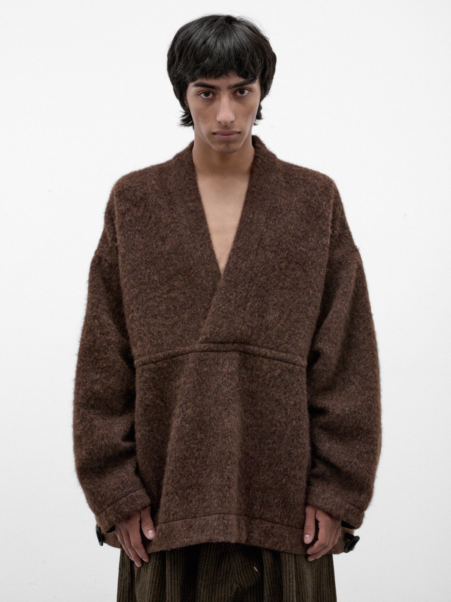 Brown Alpaca-Wool Shawl Sweater (SWEAT#70-BROWN-ALPACA)