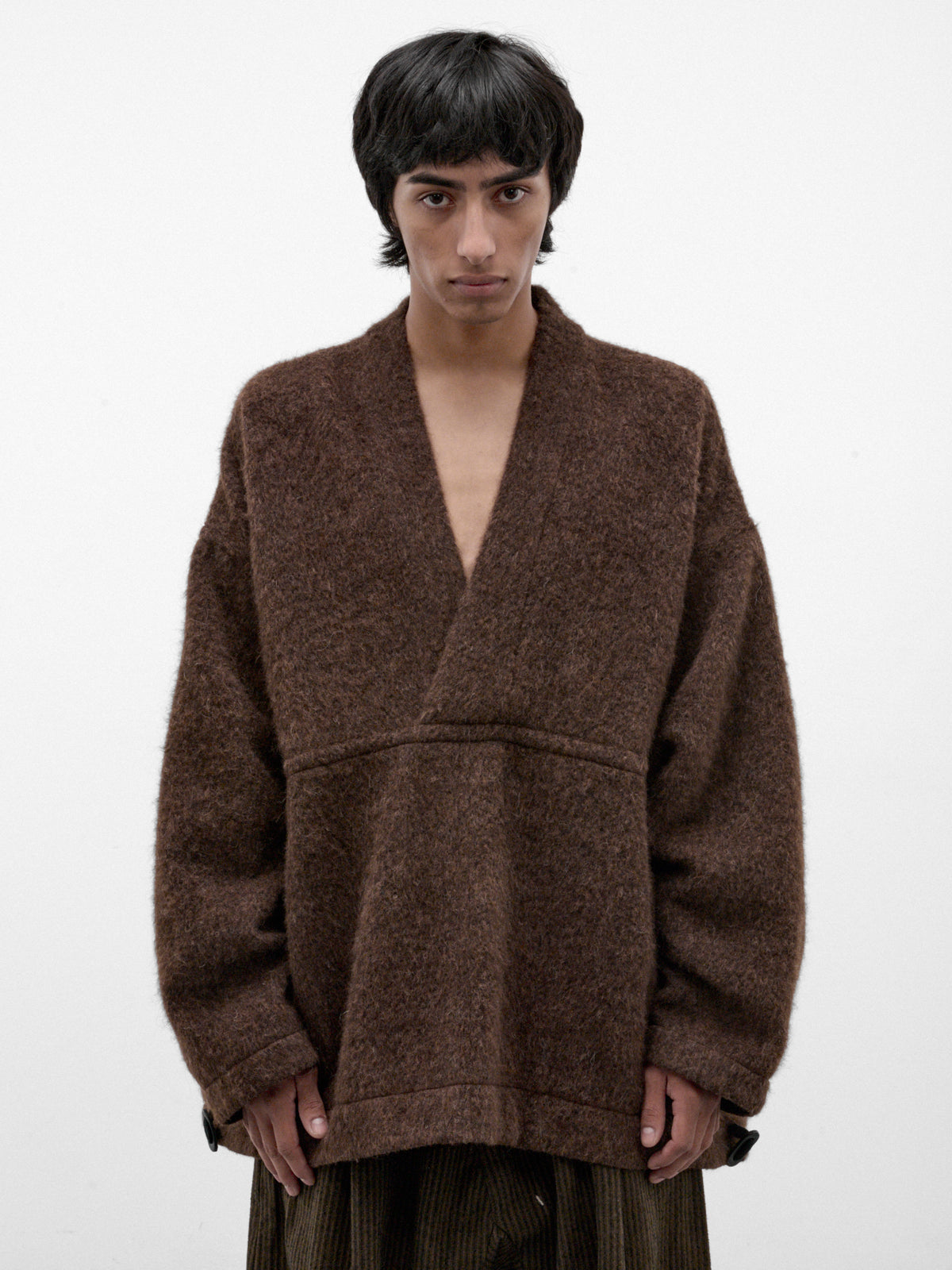 Brown Alpaca-Wool Shawl Sweater (SWEAT#70-BROWN-ALPACA)