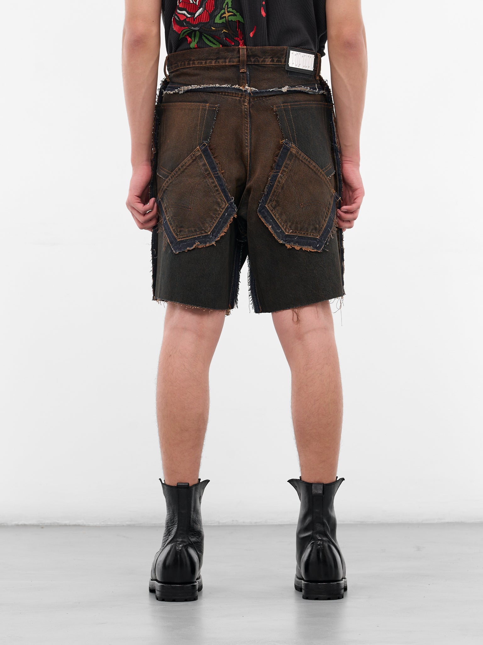 Brown Switchblade Deconstructed Denim Shorts (SWITCHBLADE-BROWN)