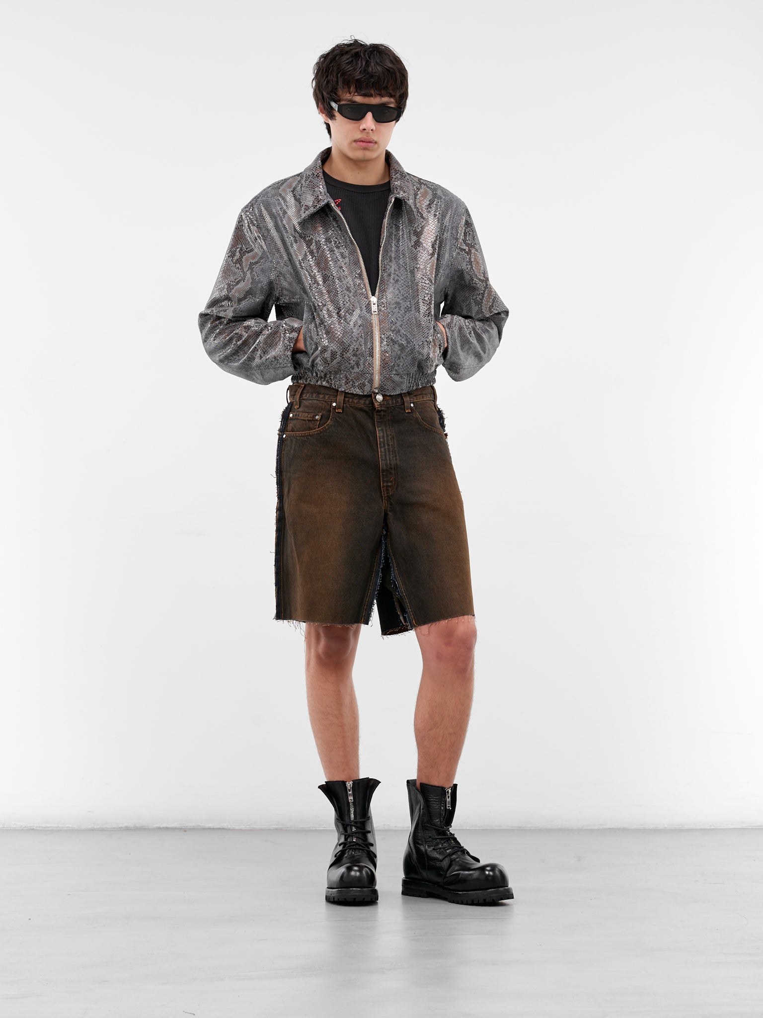 Brown Switchblade Deconstructed Denim Shorts (SWITCHBLADE-BROWN)