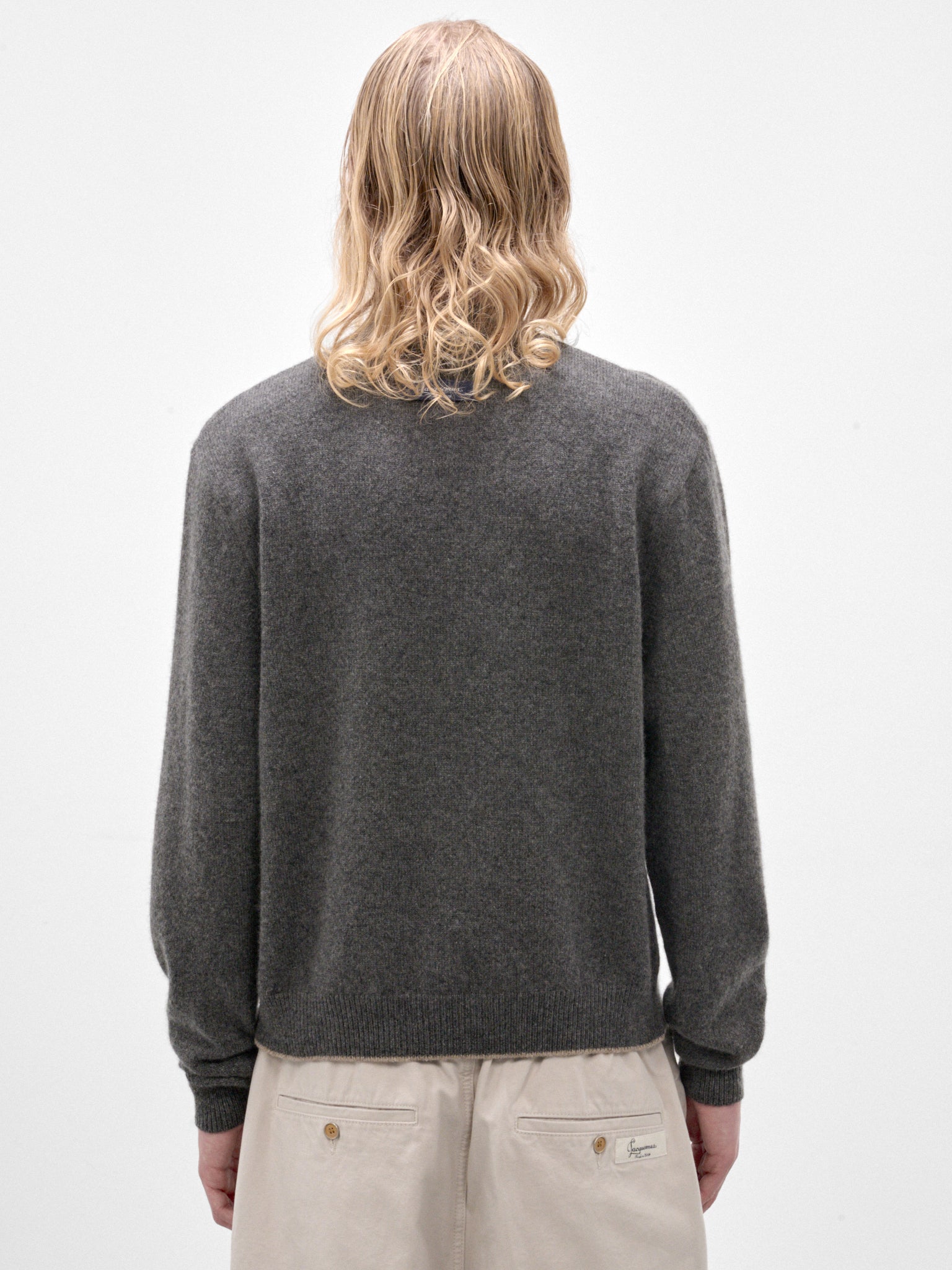 Gray Cashmere Crewneck Sweater (SWM00635AK00264-GREY)