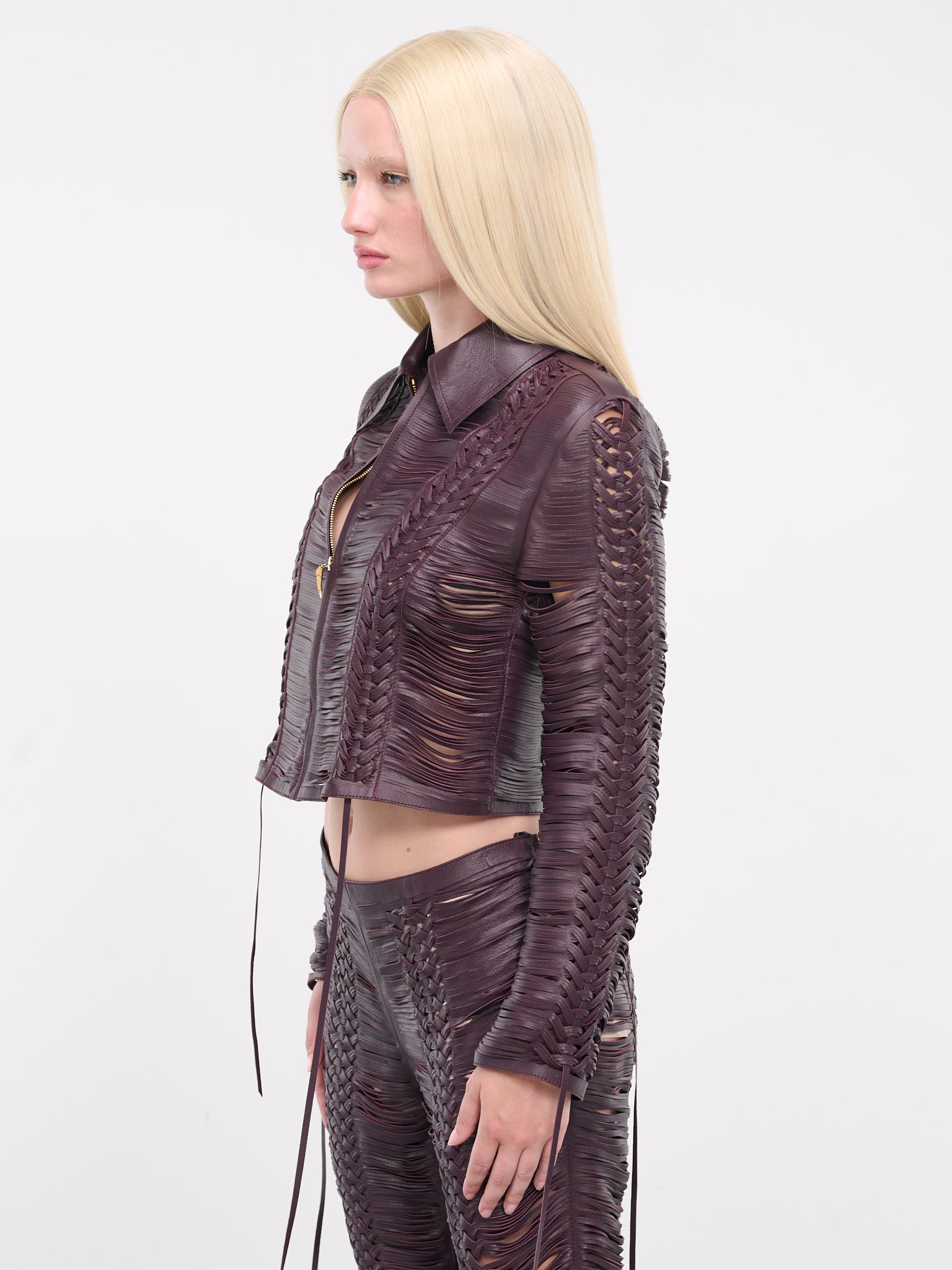 Leather Lace Jacket (SWP800-PN002-AUBERGINE)