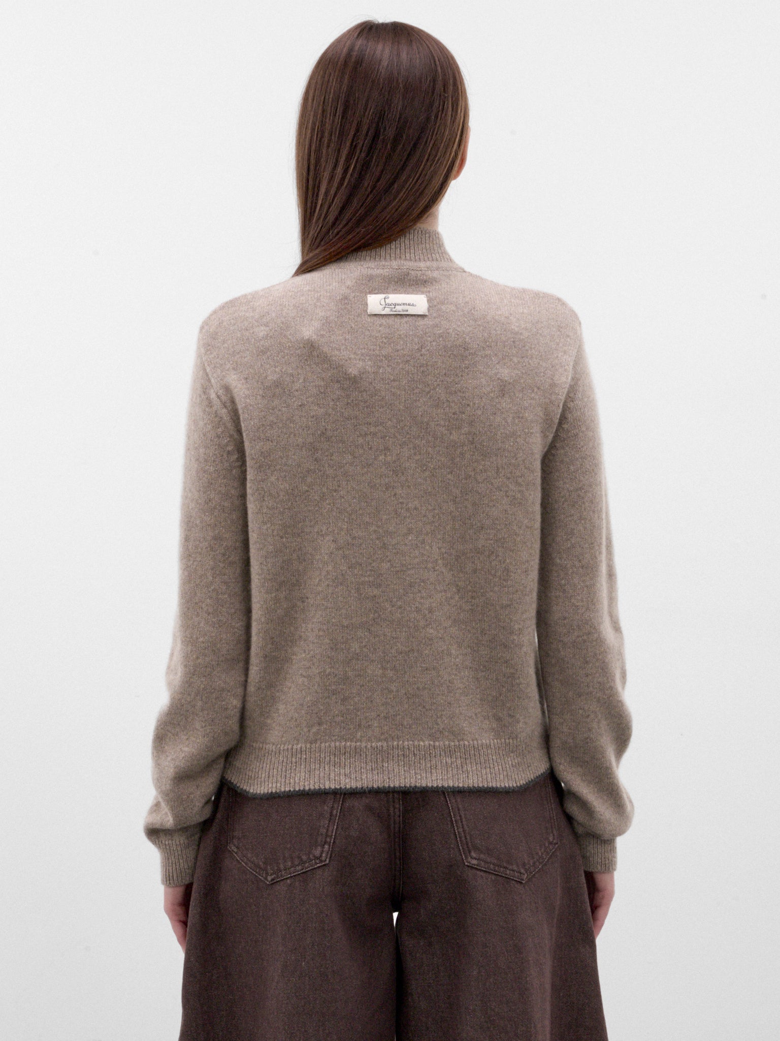 Beige Cashmere High Neck Sweater (SWW00650AK00264-BEIGE)