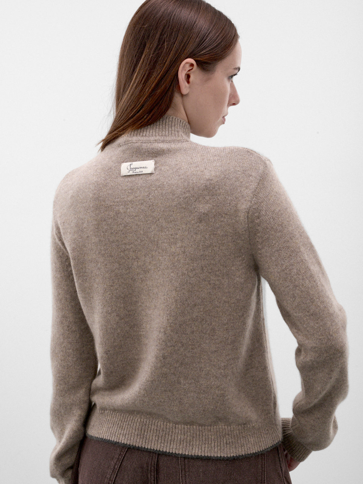 Beige Cashmere High Neck Sweater (SWW00650AK00264-BEIGE)