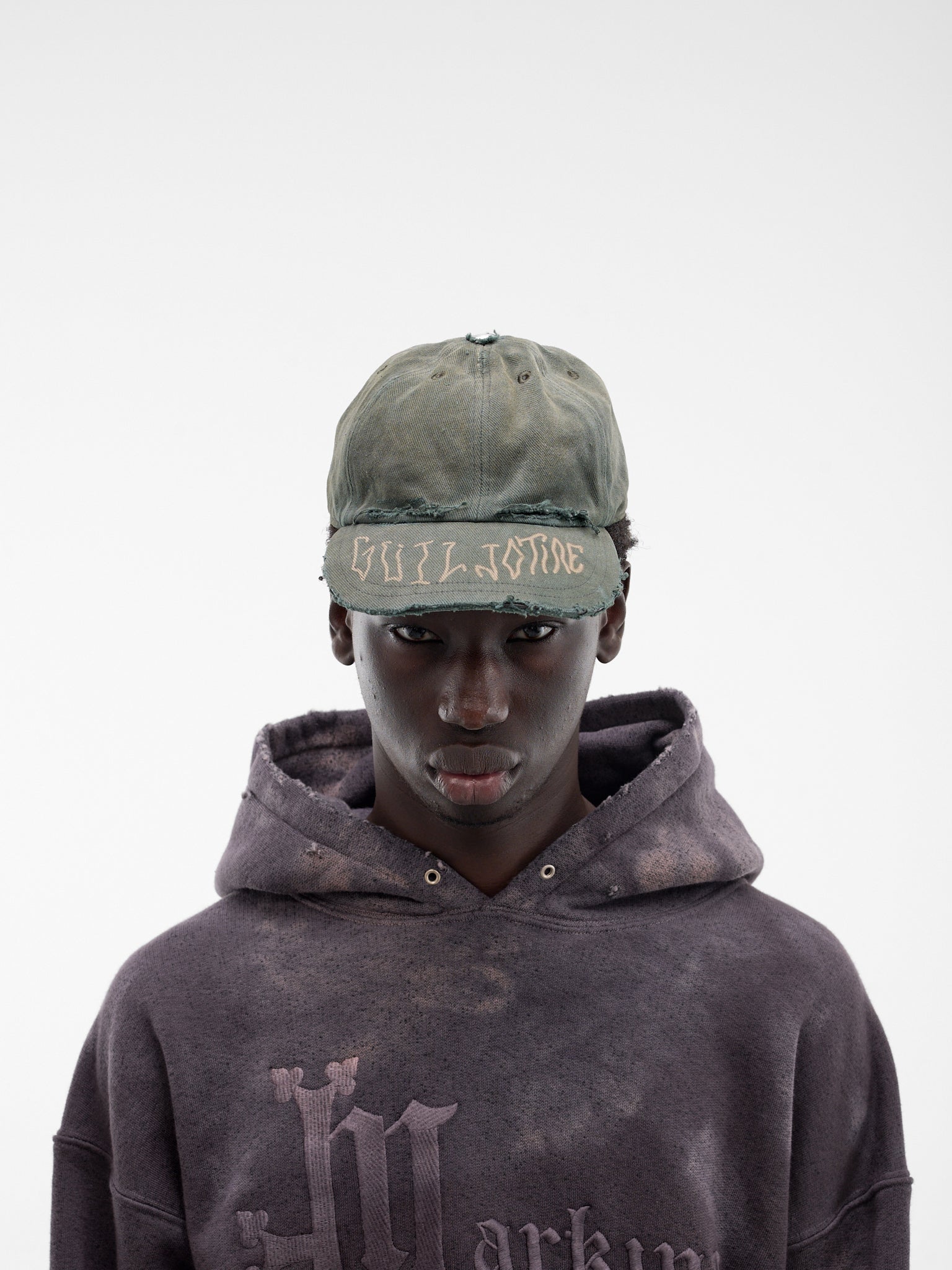 Gray Cotton Guillotine Distressed Cap (SXY01AP-T1744-726-GREY)