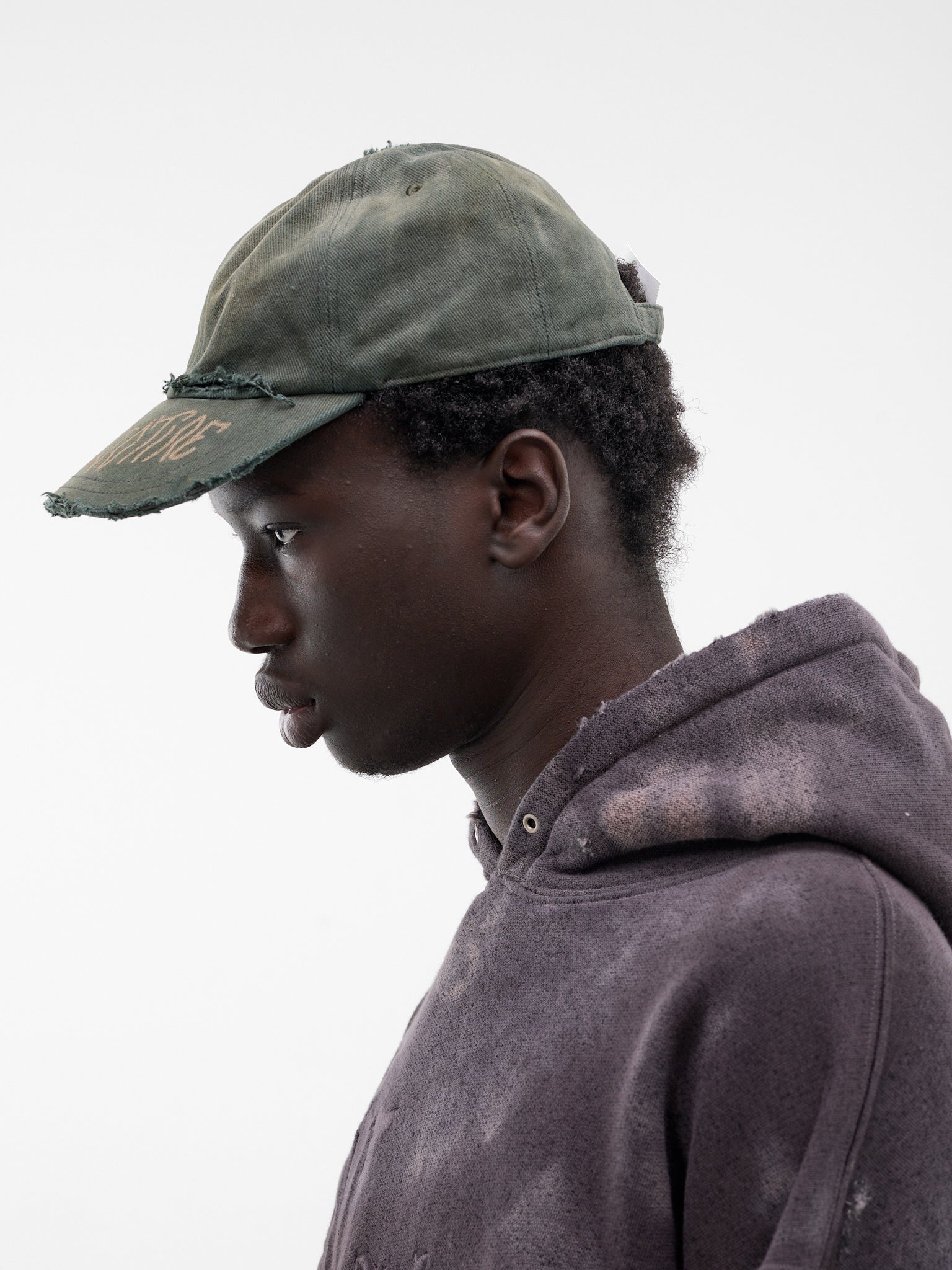 Gray Cotton Guillotine Distressed Cap (SXY01AP-T1744-726-GREY)