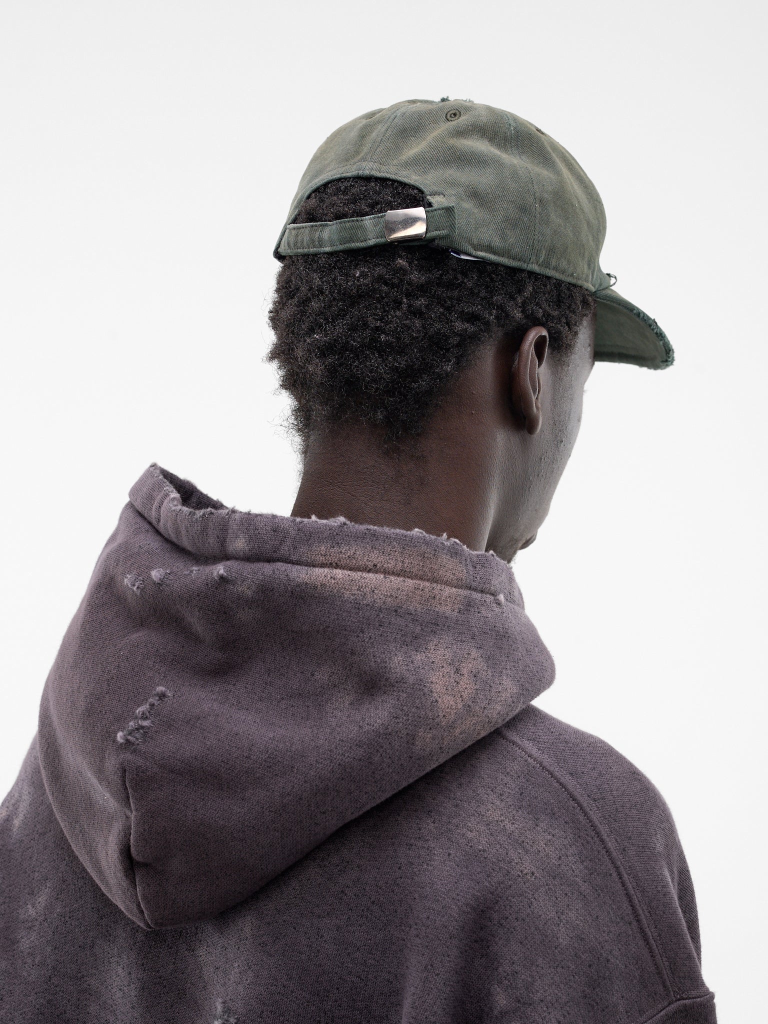 Gray Cotton Guillotine Distressed Cap (SXY01AP-T1744-726-GREY)