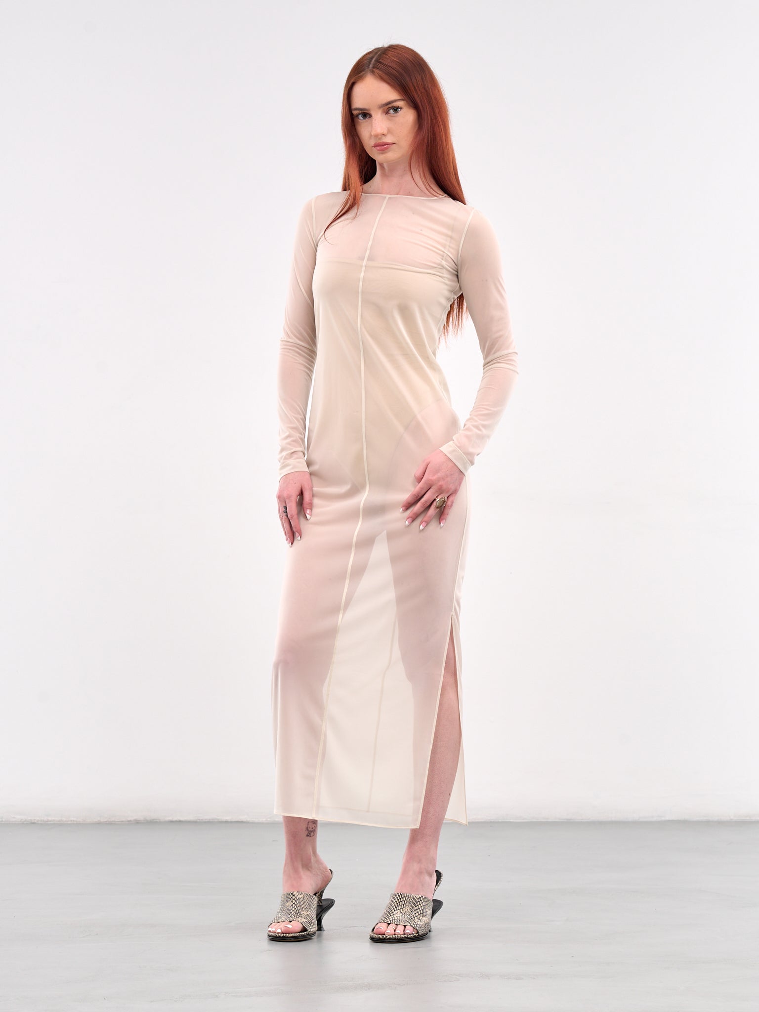 SYNECDOCHE | H.Lorenzo|Sheer Maxi Dress (SY-D23-IVORY), S / IVORY SYNECDOCHE | H.Lorenzo|Sheer Maxi Dress (SY-D23-IVORY), S / IVORY