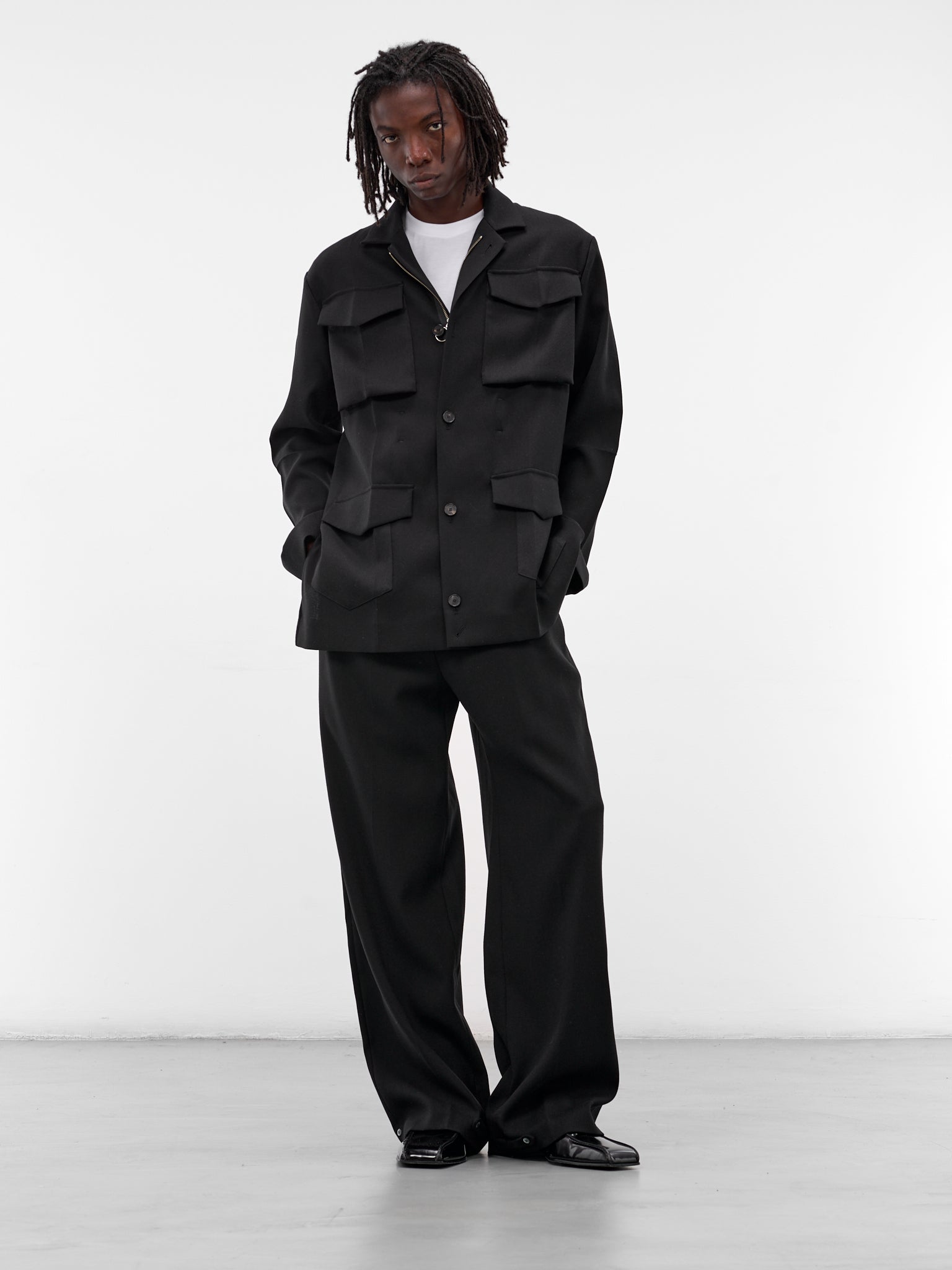 Black Matte Wool Pajama Pants (PIJAMA-2-MATTE-SHINY-BLACK)