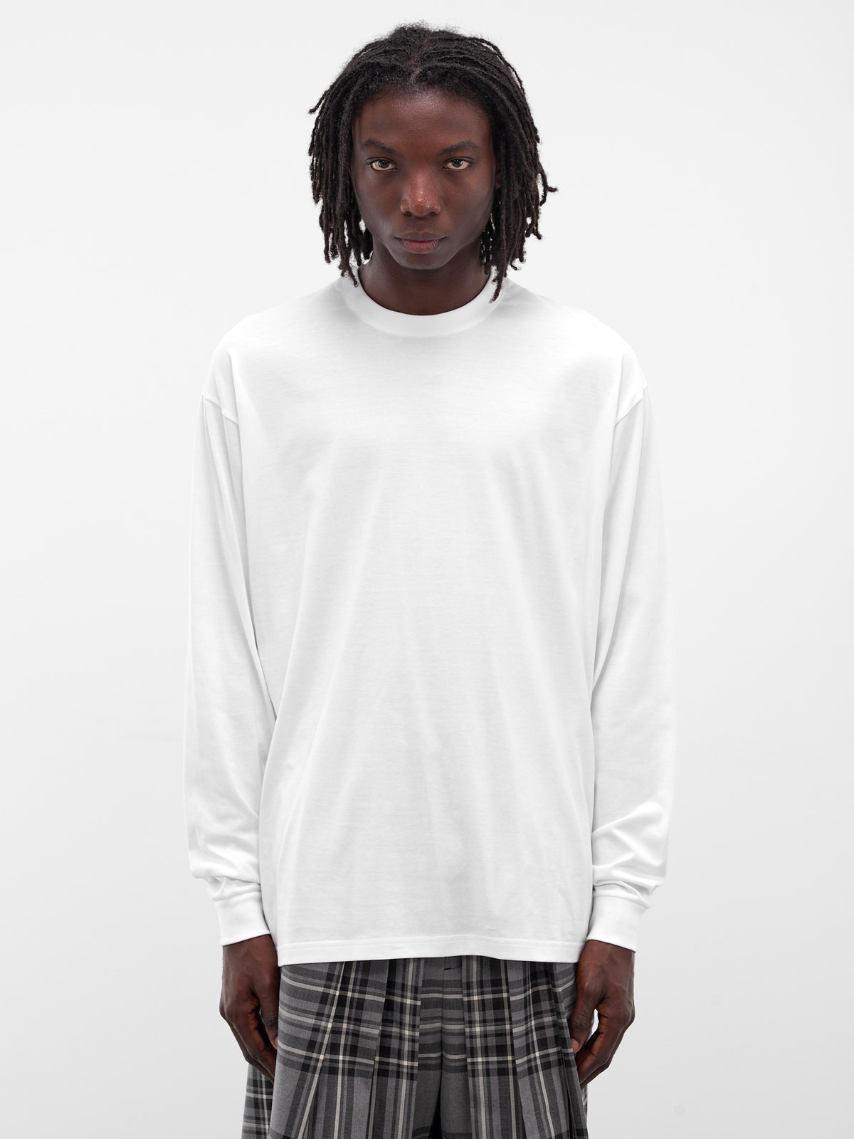 White Cotton Long Sleeve Tee (T003-C001-WHITE)