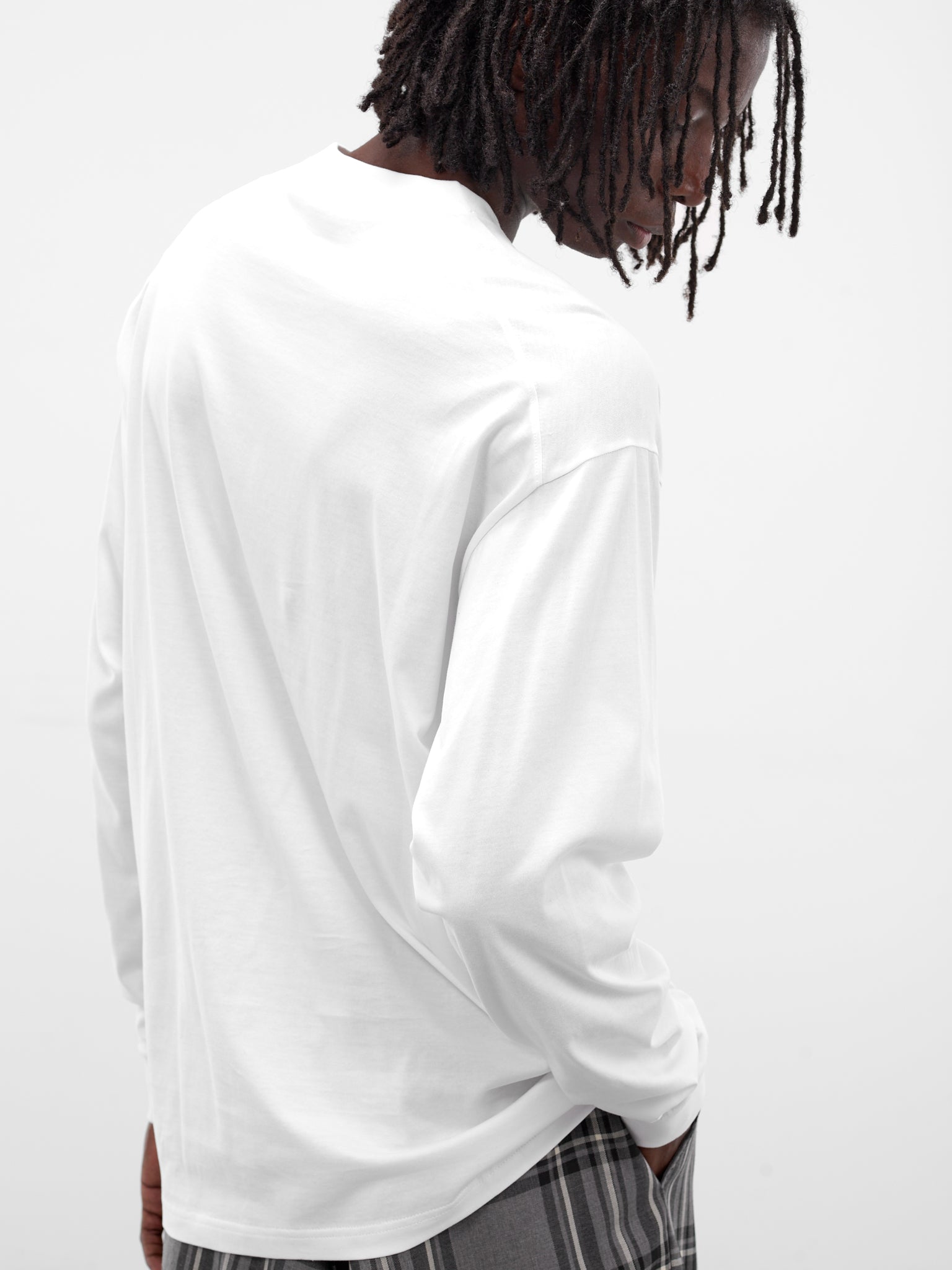 White Cotton Long Sleeve Tee (T003-C001-WHITE)