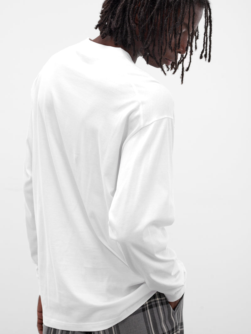 White Cotton Long Sleeve Tee (T003-C001-WHITE)