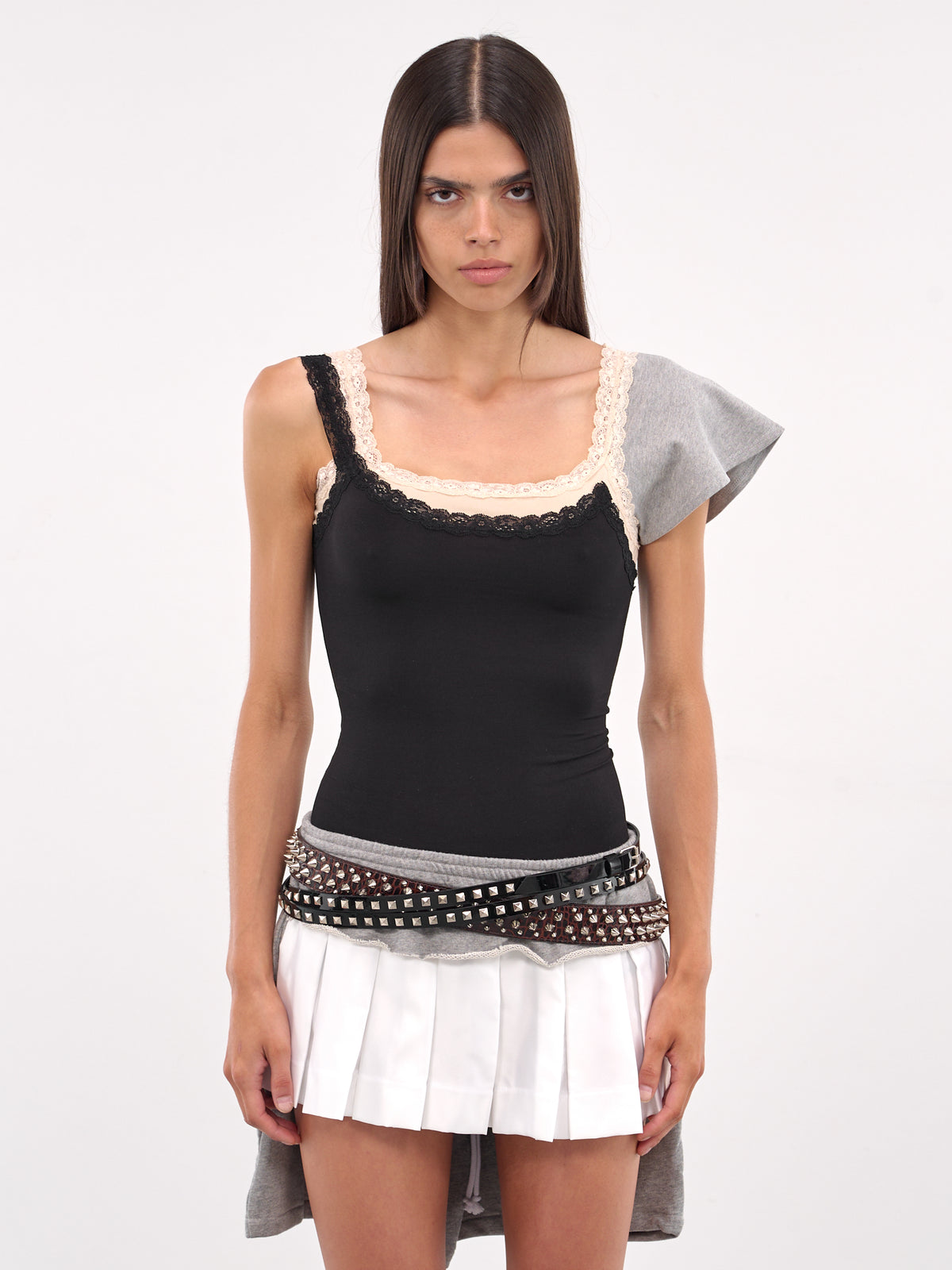 Double Tank Top (T006COL1-BLACK-BEIGE)